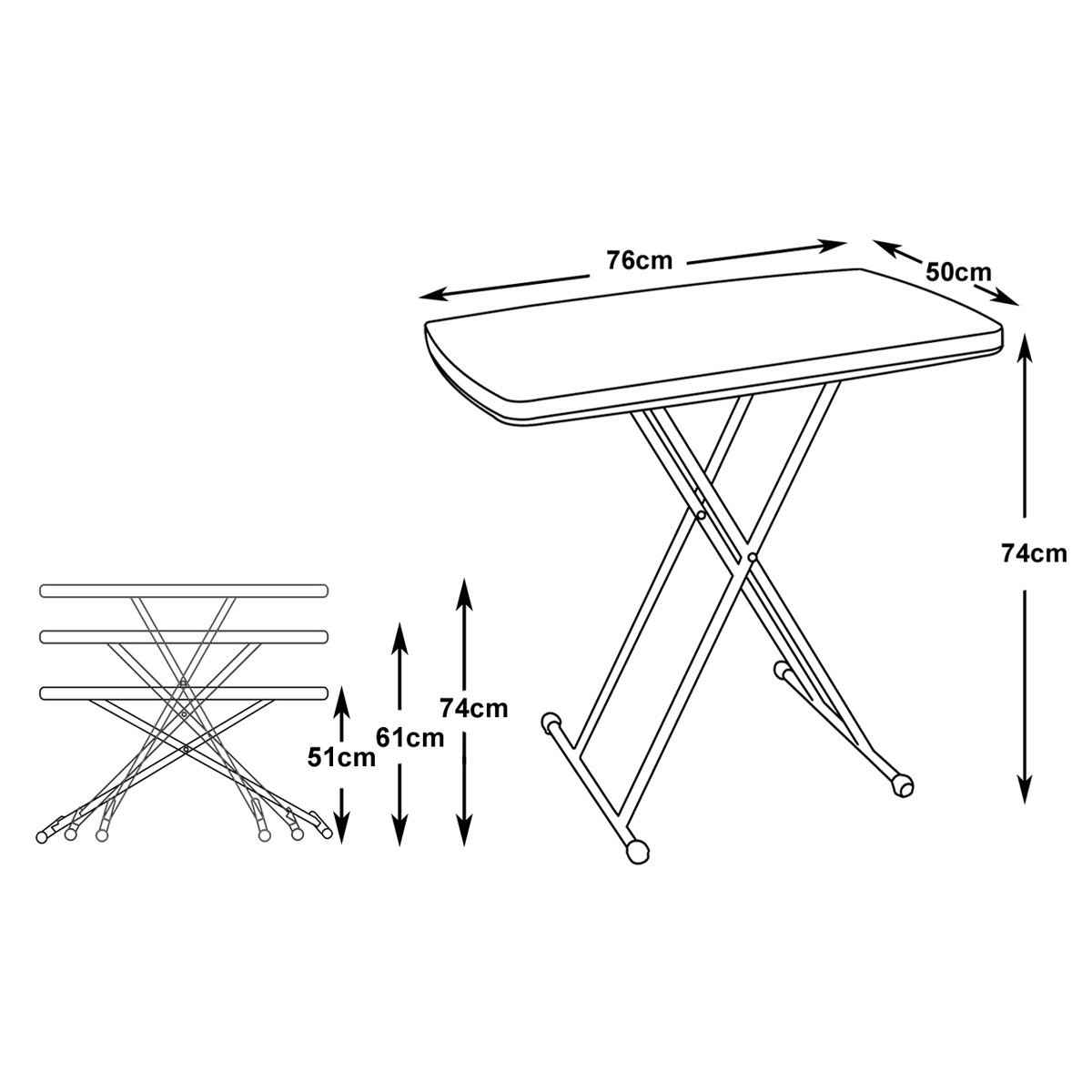 L.H GARDEN ΑΝΑΔΙΠΛΟΥΜΕΝΟ ΤΡΑΠΕΖΑΚΙ ΜΕ ΔΙΑΦΟΡΕΤΙΚΕΣ ΣΤΑΣΕΙΣ 76Χ50ΧΥ58/68/75,5CM - Image 2