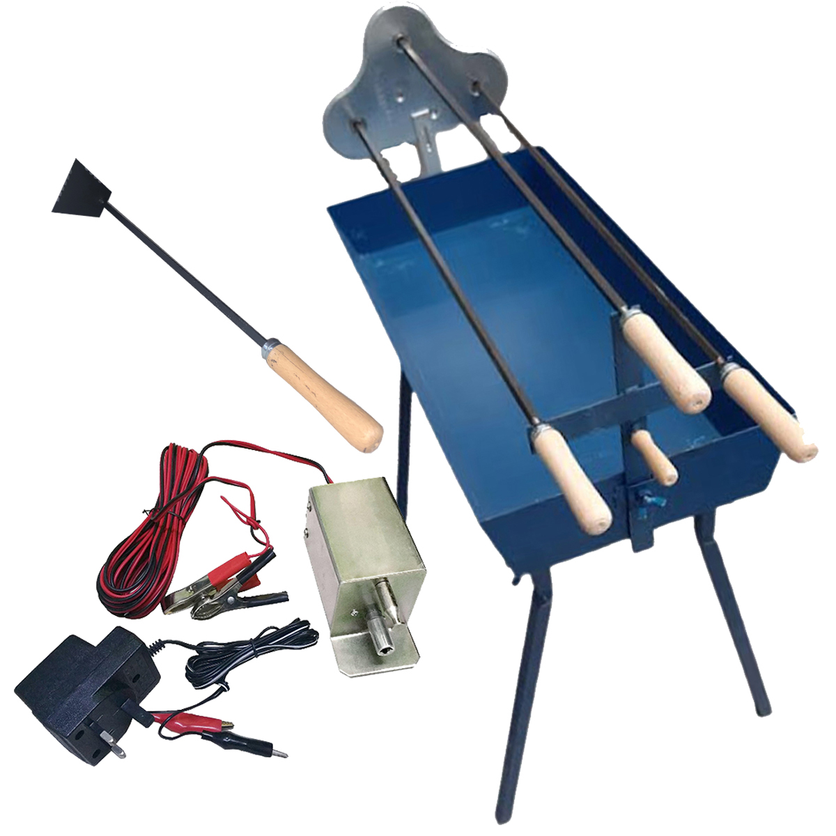 CHARCOAL BBQ 70 X 32 X 60CM SET WITH 3 LARGE SKEWERS WITH MOTOR
