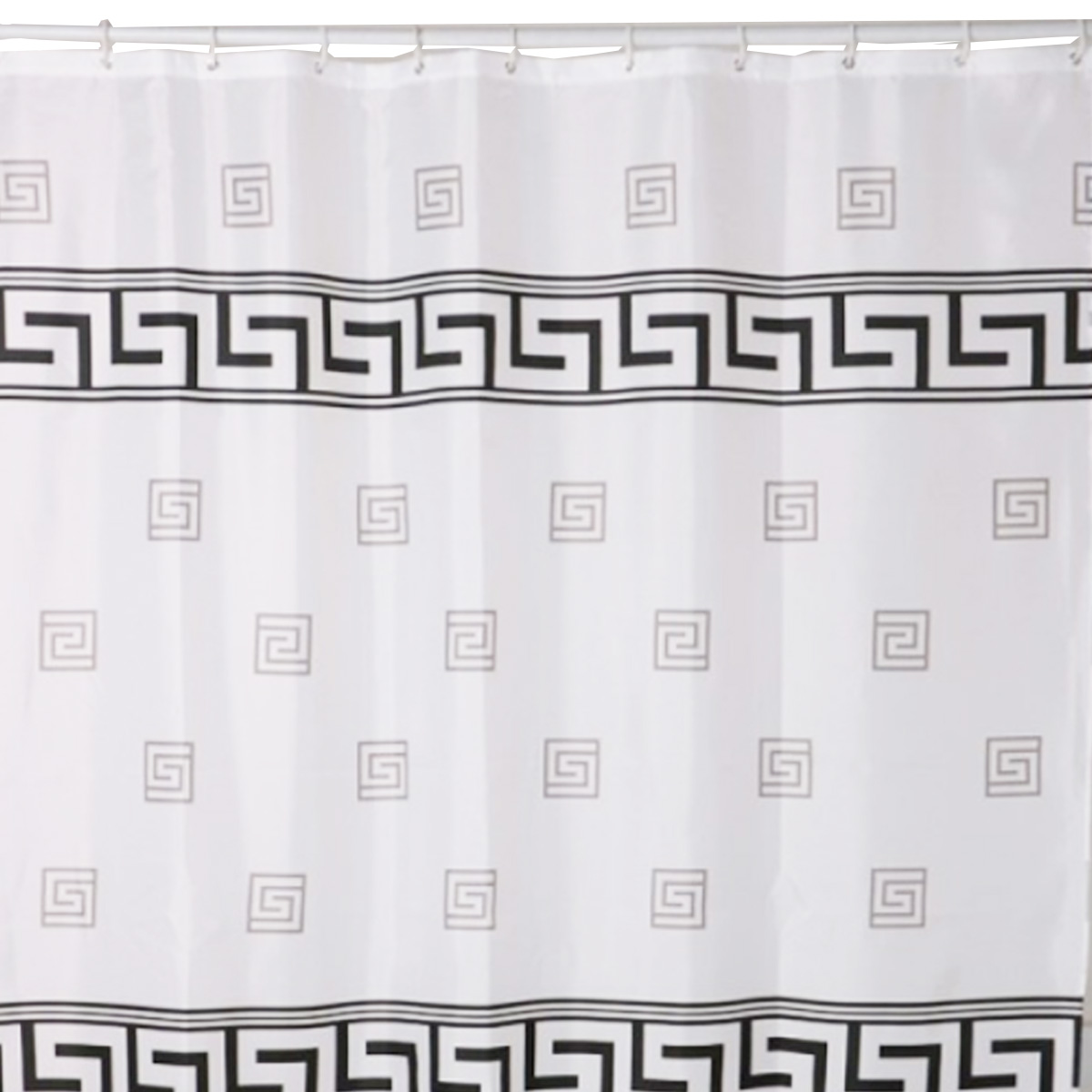 BATHROOM CURTAIN 183 180Χ200CM WHITE WITH BLACK MEANDRO