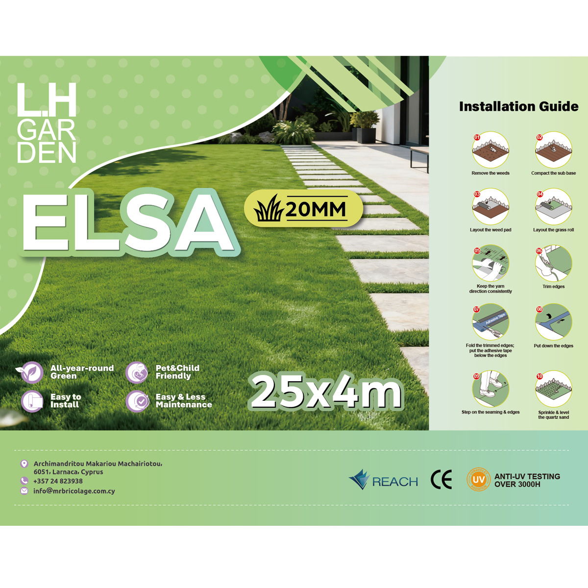 L.H GARDEN SYNTHETIC GRASS ELSA 20MM 5X1M - Image 5
