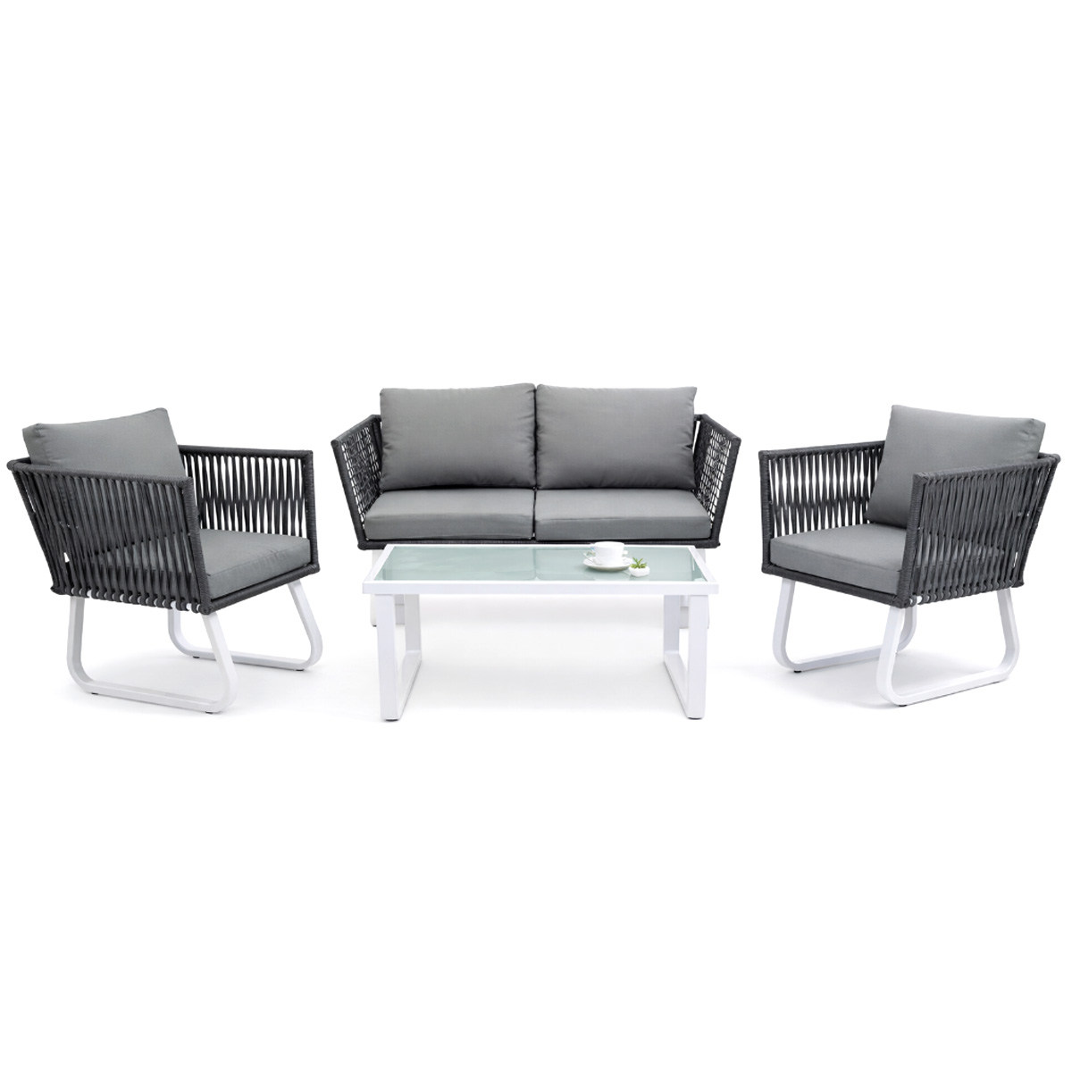 ΣΕΤ 4ΤΕΜ ΣΑΛΟΝΙ ΚΗΠΟΥ UMMO ΜΕ ΞΥΛΙΝΟ ΓΚΡΙΖΟ ΜΕ ΑΣΠΡΟ