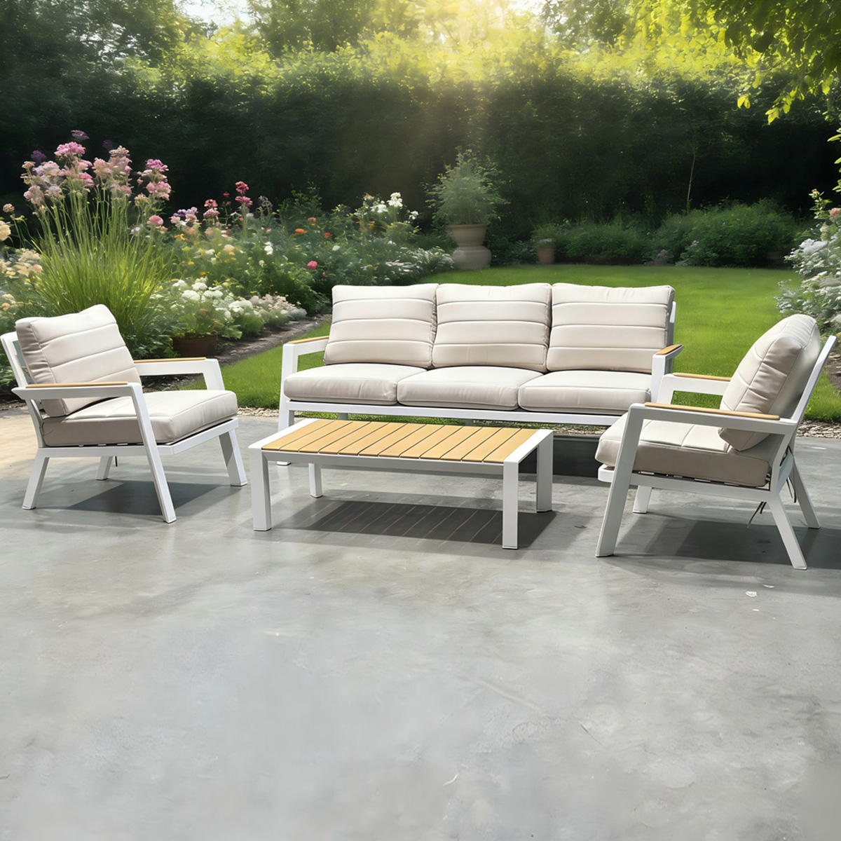 L.H GARDEN ΣΕΤ ΣΑΛΟΝΙ ΚΗΠΟΥ ΑΛΟΥΜΙΝΙΟ 4 ΤΕΜΑΧΙΑ ΜΠΕΖ