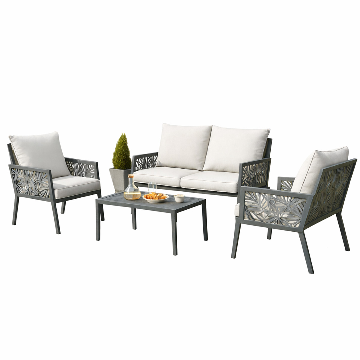 ΣΑΛΟΝΙ ΚΗΠΟΥ KIARA 1 ΚΑΝΑΠΕΣ, 2 ΠΟΛΥΘΡΟΝΕΣ, 1 ΤΡΑΠΕΖΑΚΙ