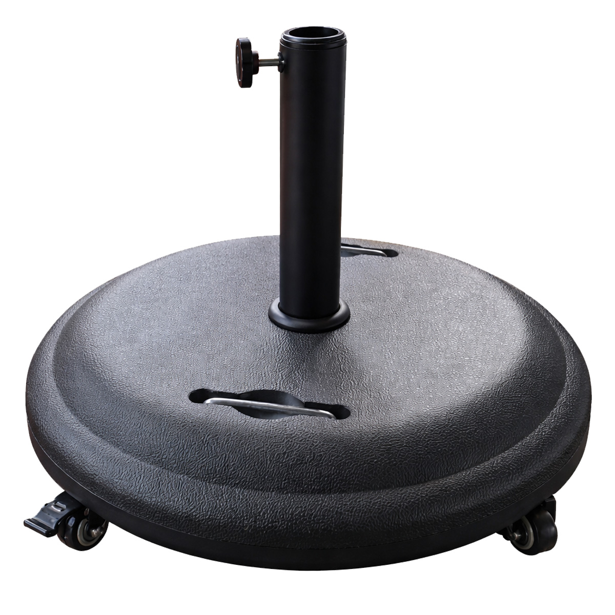L.H GARDEN ROUND UMBRELLA BASE WITH WHEELS CEMENT BLACK 51CM 25KG