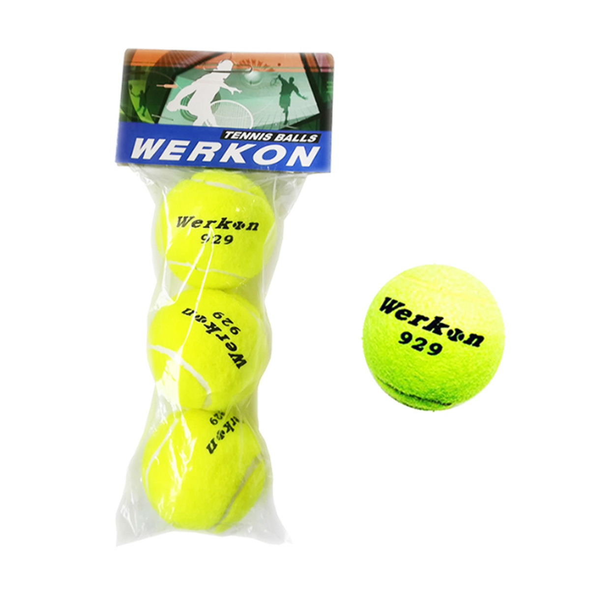 WERKON TENNIS BALLS IN A BAG 3 PCS