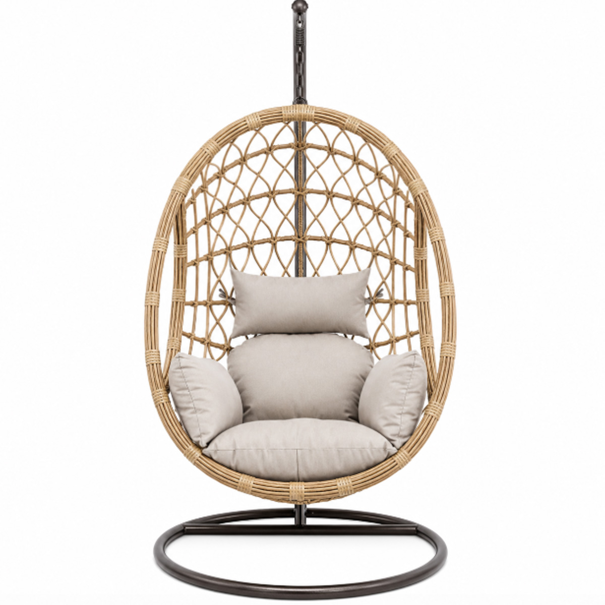 CLOSED NEST CRADLE CARPAIA RATTAN WITH HANDLES AND CUSHIONS