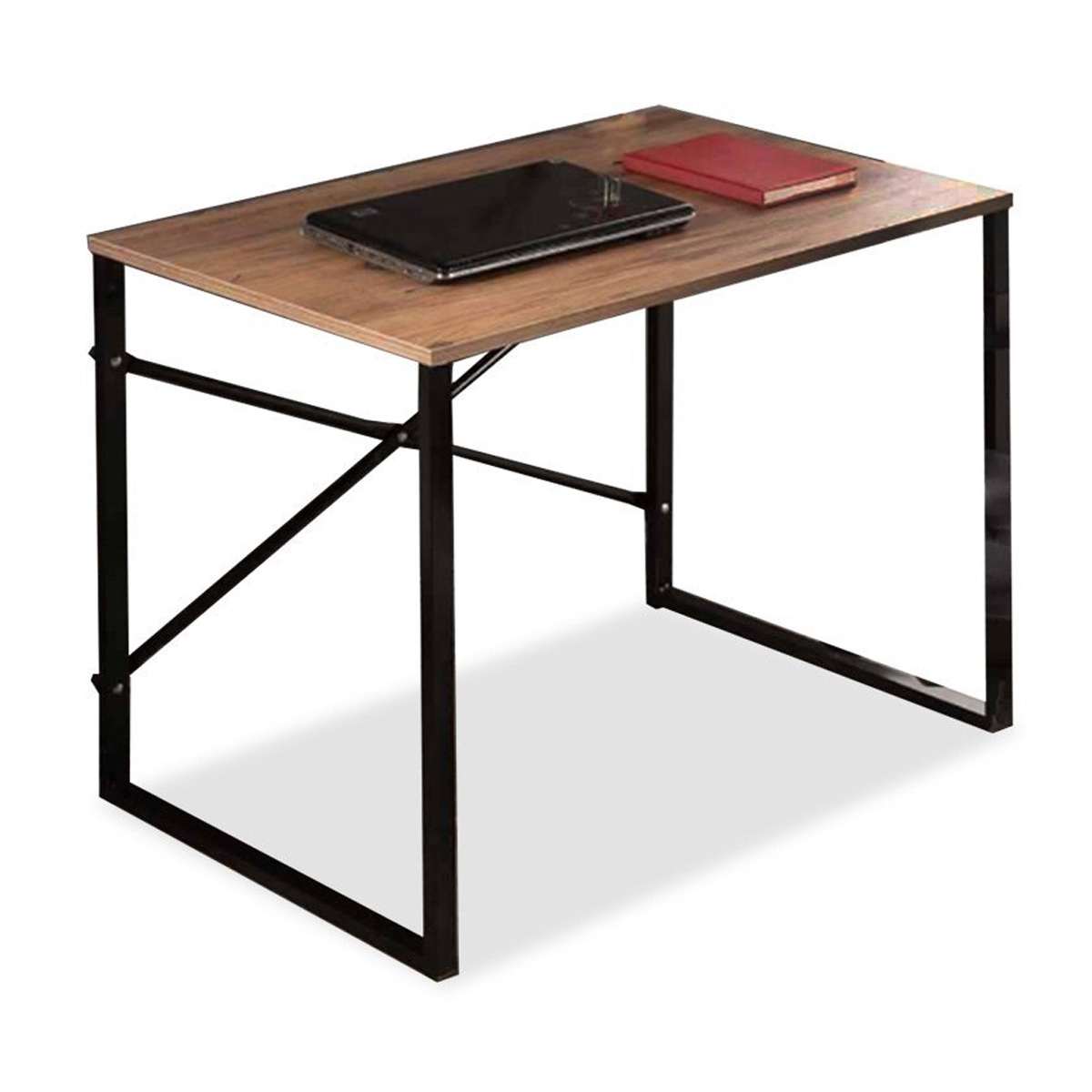 ZAYAN METAL DESK WITH MDF SURFACE 90X60X70CM WALNUT - Image 2