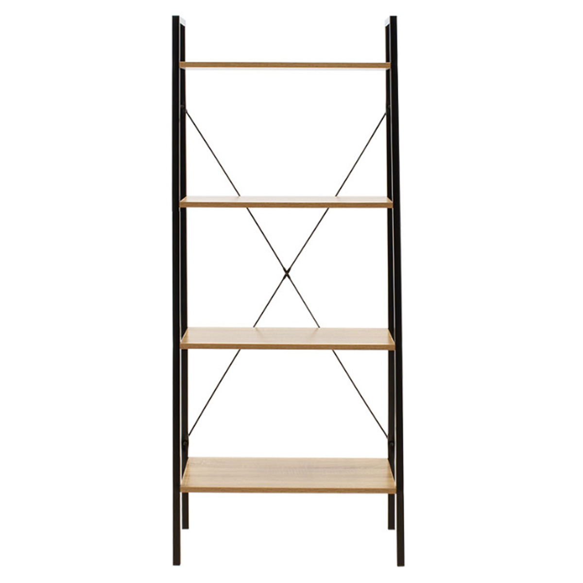 RAMON WOODEN LIBRARY WITH BLACK METAL FRAME OAK
