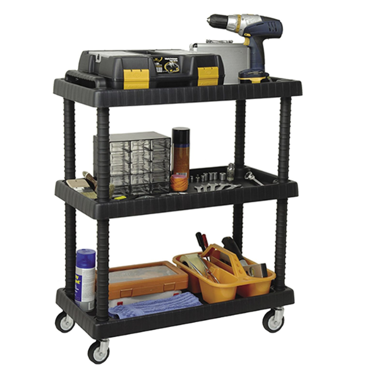 ARTPLAST TROLLEY WITH 3 TIER 750Χ375Χ920MM BLACK - Image 3