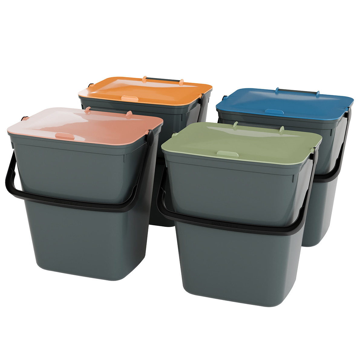 ARTPLAST SET OF 4 PLASTIC WASTE BINS 15L