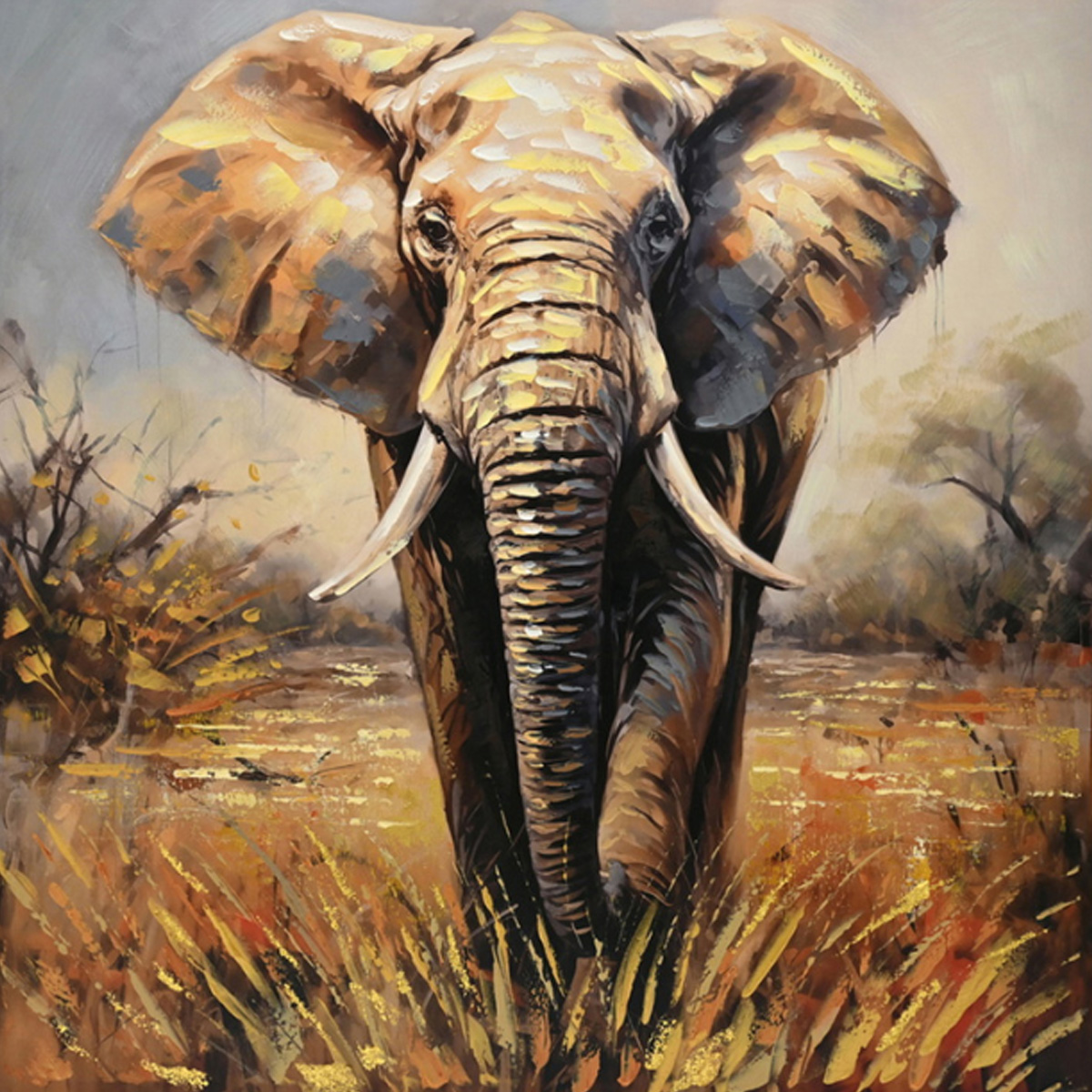 PAKOWORLD ELEPHO INART CANVAS PAINTING 100X3X100CM