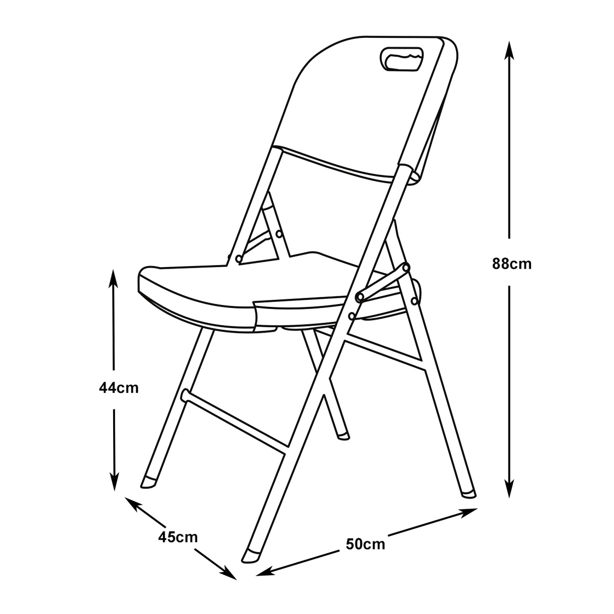 L.H GARDEN FOLDING CHAIR PLASTIC 50X45X88CM WHITE - Image 3