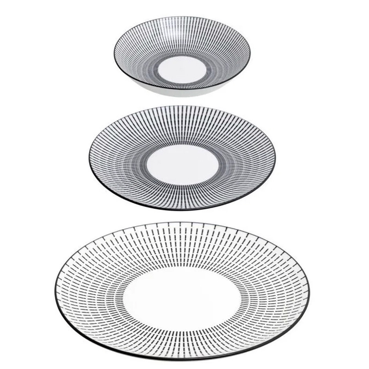 DISH SET 18 PCS GRAY/BLACK