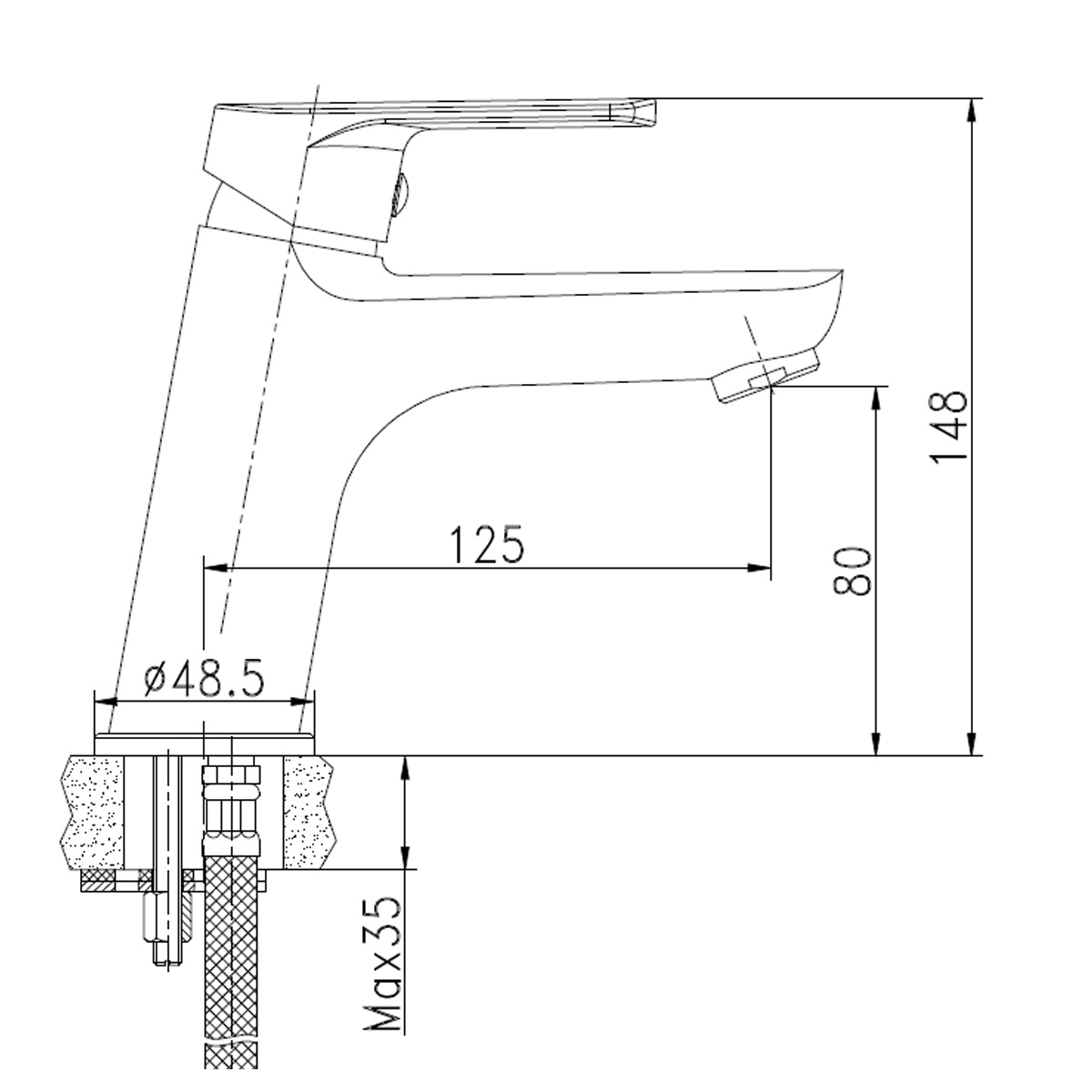 L.H SANITARY ECO LINE BASIN MIXER TAP CHROME - Image 4