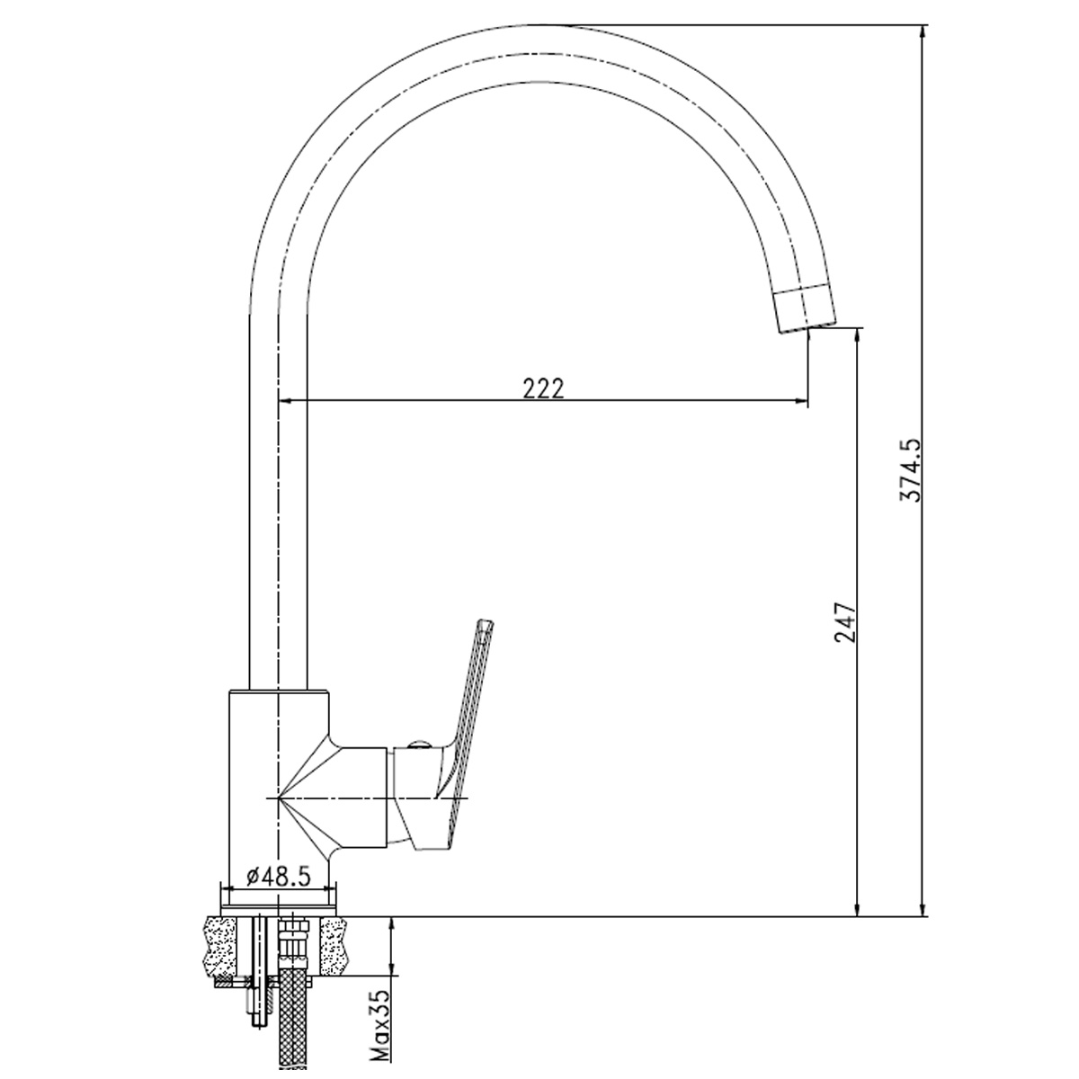 L.H SANITARY ECO LINE KITCHEN MIXER TAP CHROME - Image 5
