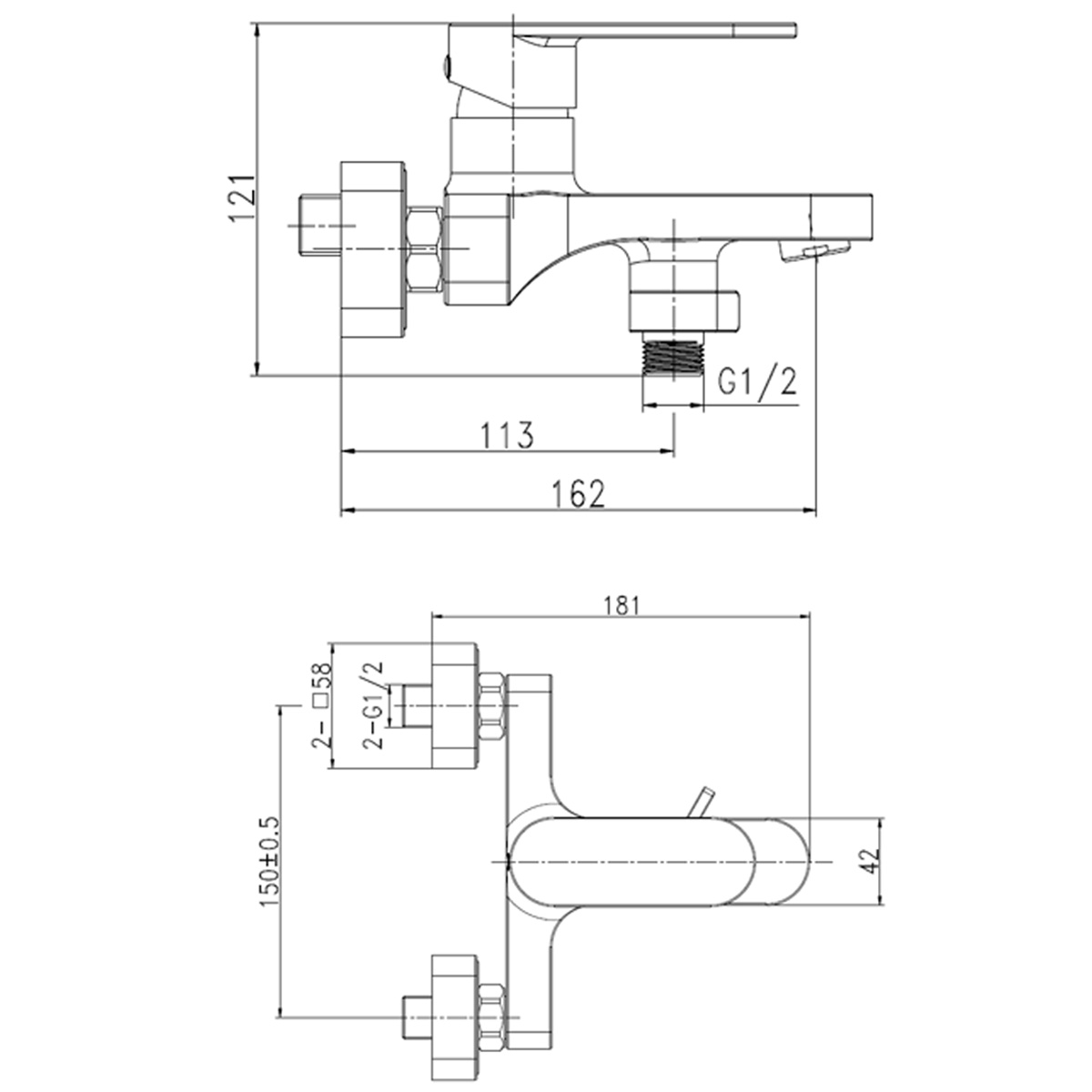 L.H SANITARY FLOW LINE SINGLE LEVER BATH MIXER WITH SHOWER SET CHROME - Image 5