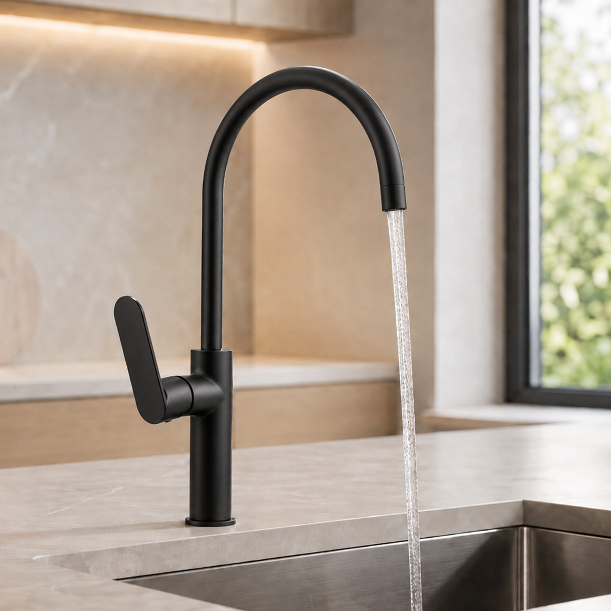 L.H SANITARY FLOW LINE KITCHEN MIXER TAP 752F-DBL MATT BLACK - Image 3