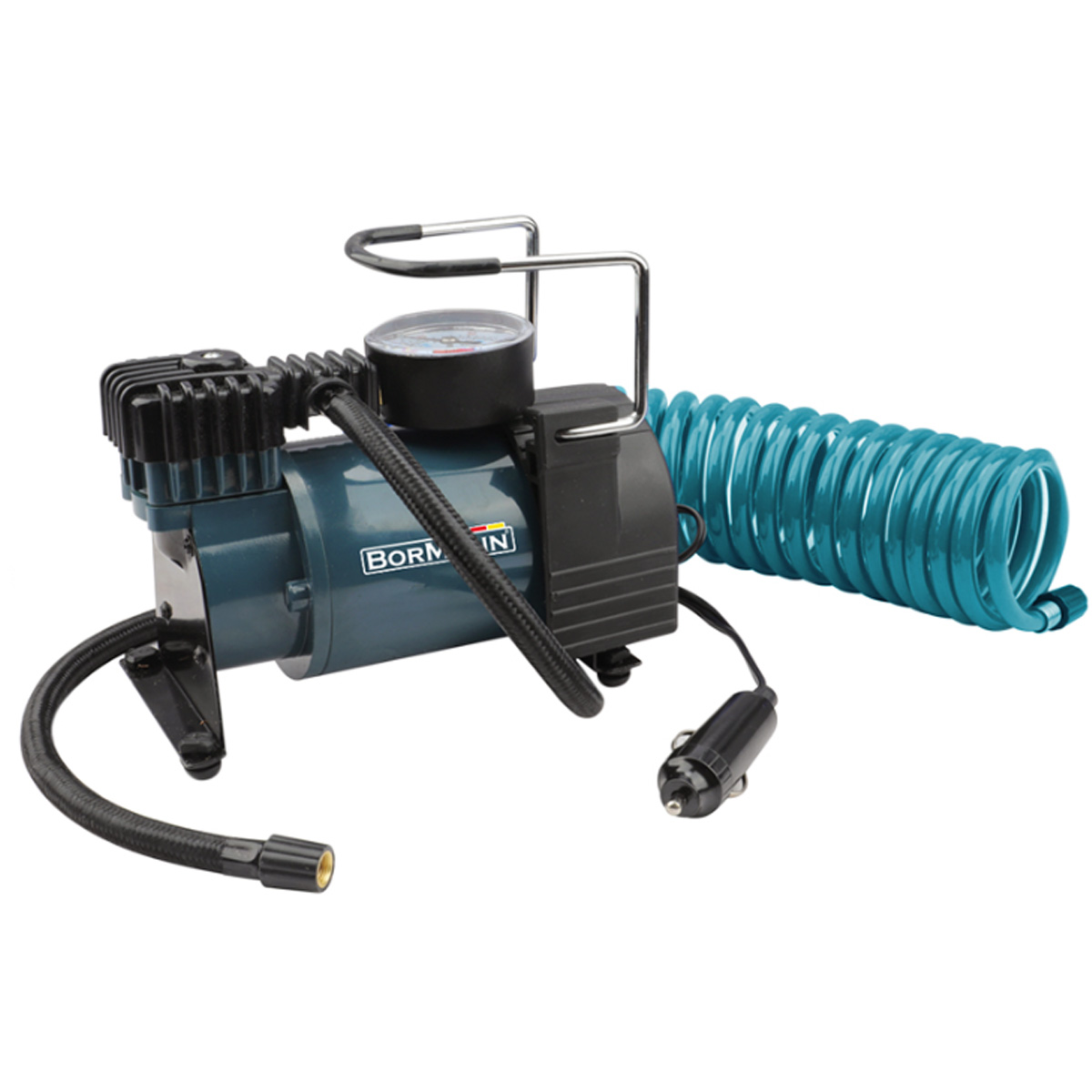 BORMANN HEAVY DUTY 12V AIR COMPRESSOR WITH SPIRAL HOSE BWR5066