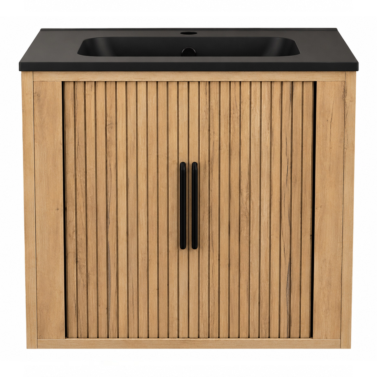INTER CERAMIC AREZZO WALL-MOUNTED BATHROOM VANITY WITH MATTE BLACK BASIN 60X45X55CM 6045W