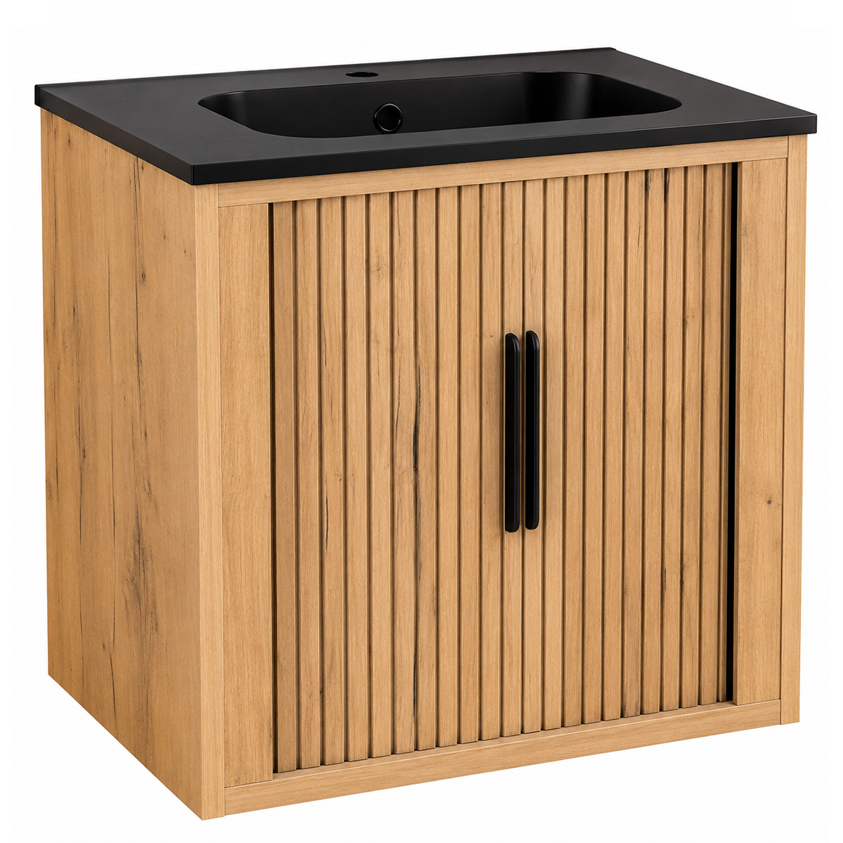 INTER CERAMIC AREZZO WALL-MOUNTED BATHROOM VANITY WITH MATTE BLACK BASIN 60X45X55CM 6045W - Image 2