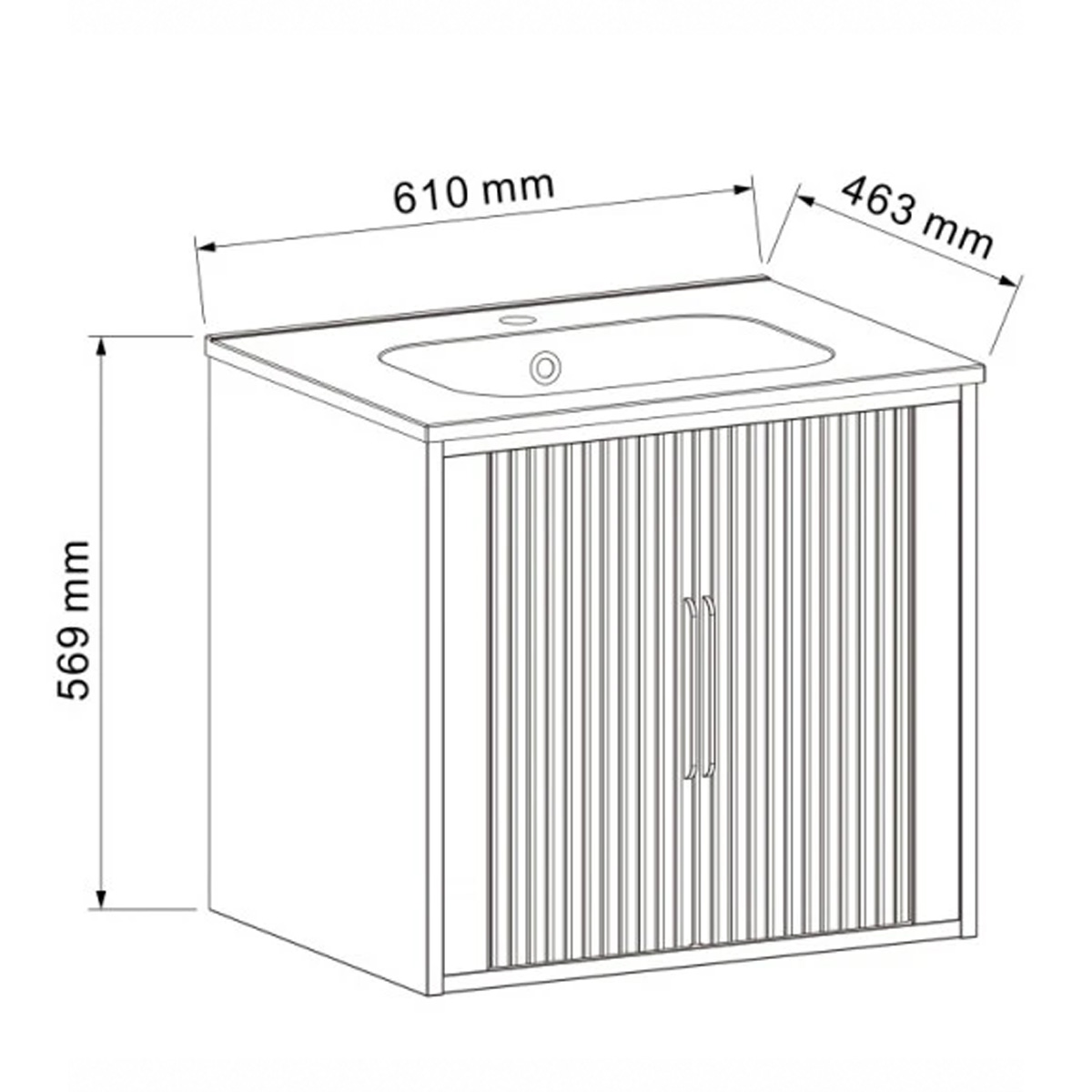 INTER CERAMIC AREZZO WALL-MOUNTED BATHROOM VANITY WITH MATTE BLACK BASIN 60X45X55CM 6045W - Image 4