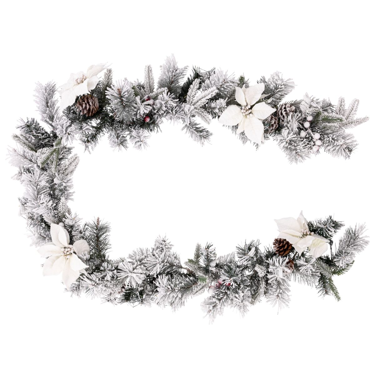 CHRISTMAS GARLAND WHITE WITH FLORAL 2M