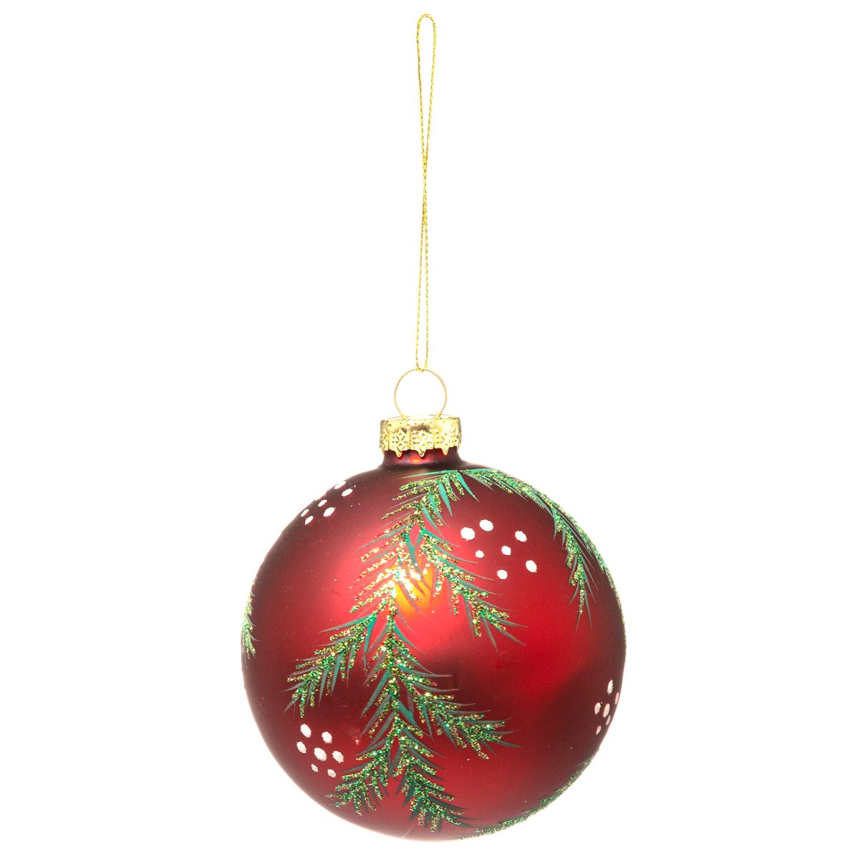CHRISTMAS GLASS BALL WITH DECORATED BRANCHES RED