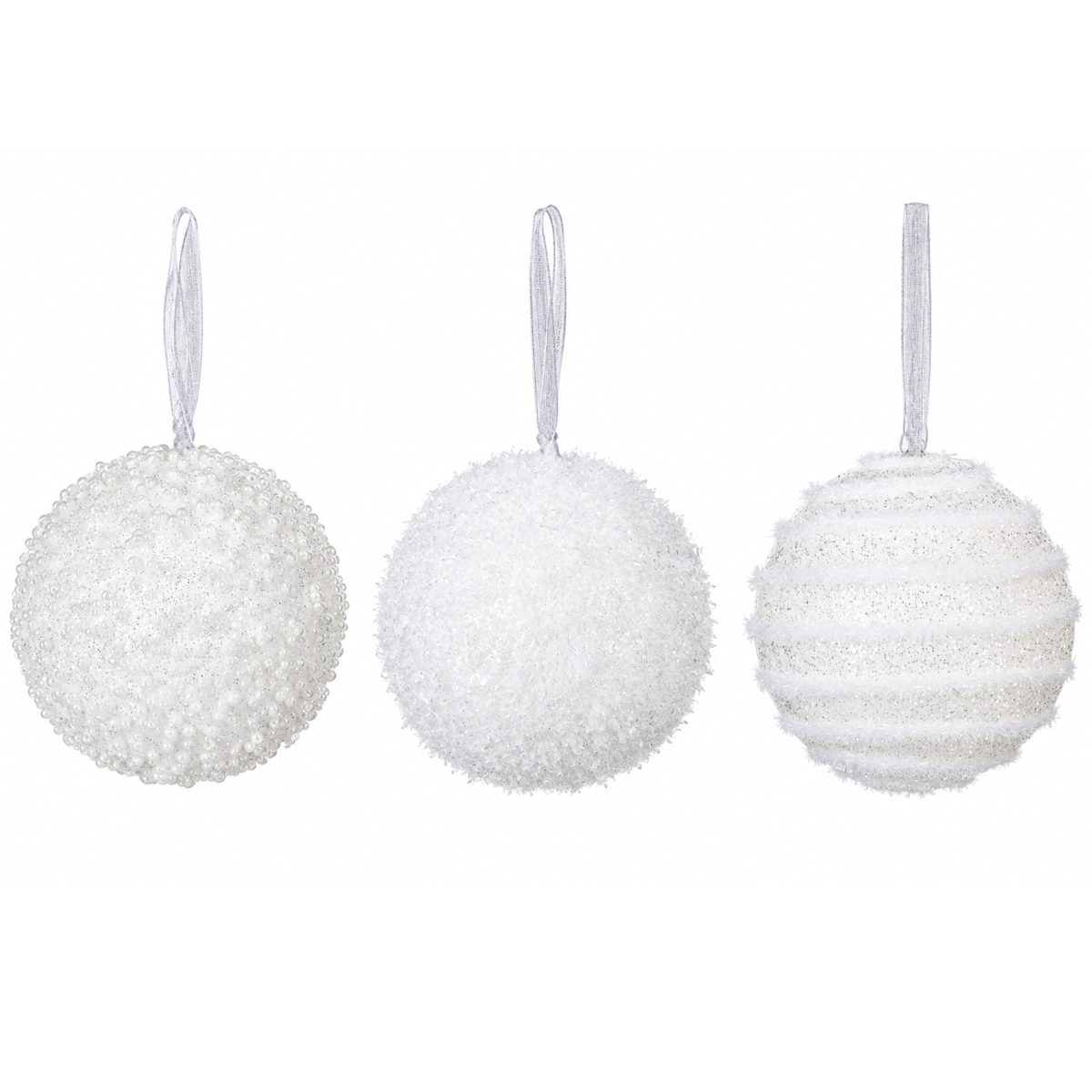 CHRISTMAS BALL 8CM WHITE