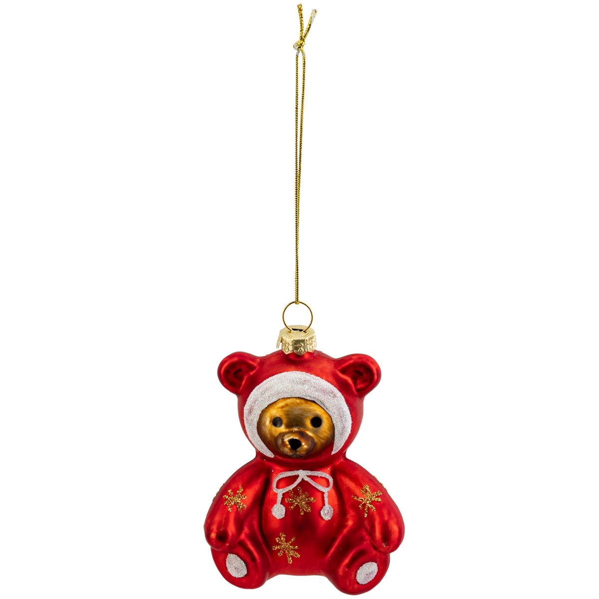 CHRISTMAS BEAR ORNAMENT IN SANTA OUTFIT 8CM
