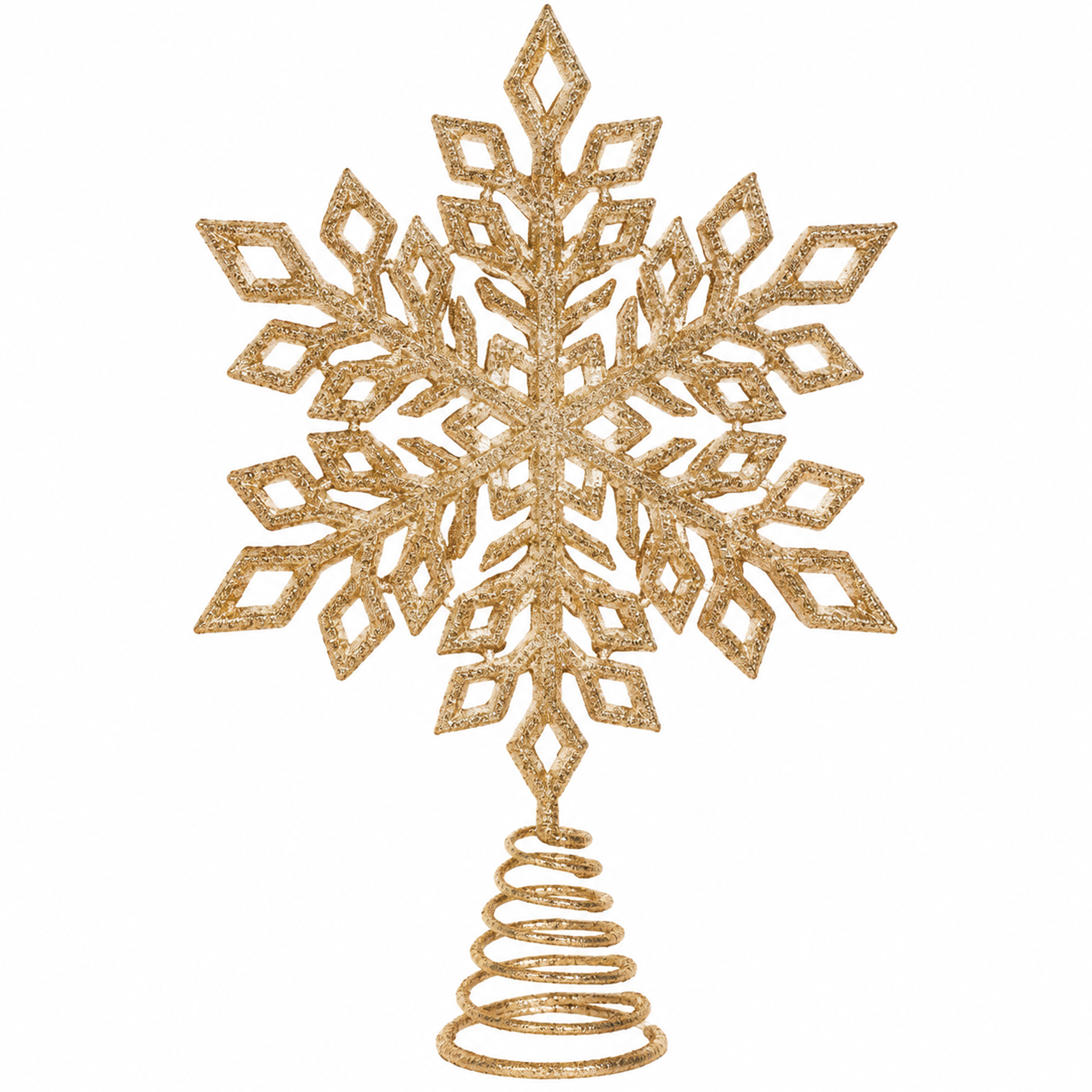 CHRISTMAS TREE TOP SNOWFLAKE 20CM GOLD WITH GLITTER