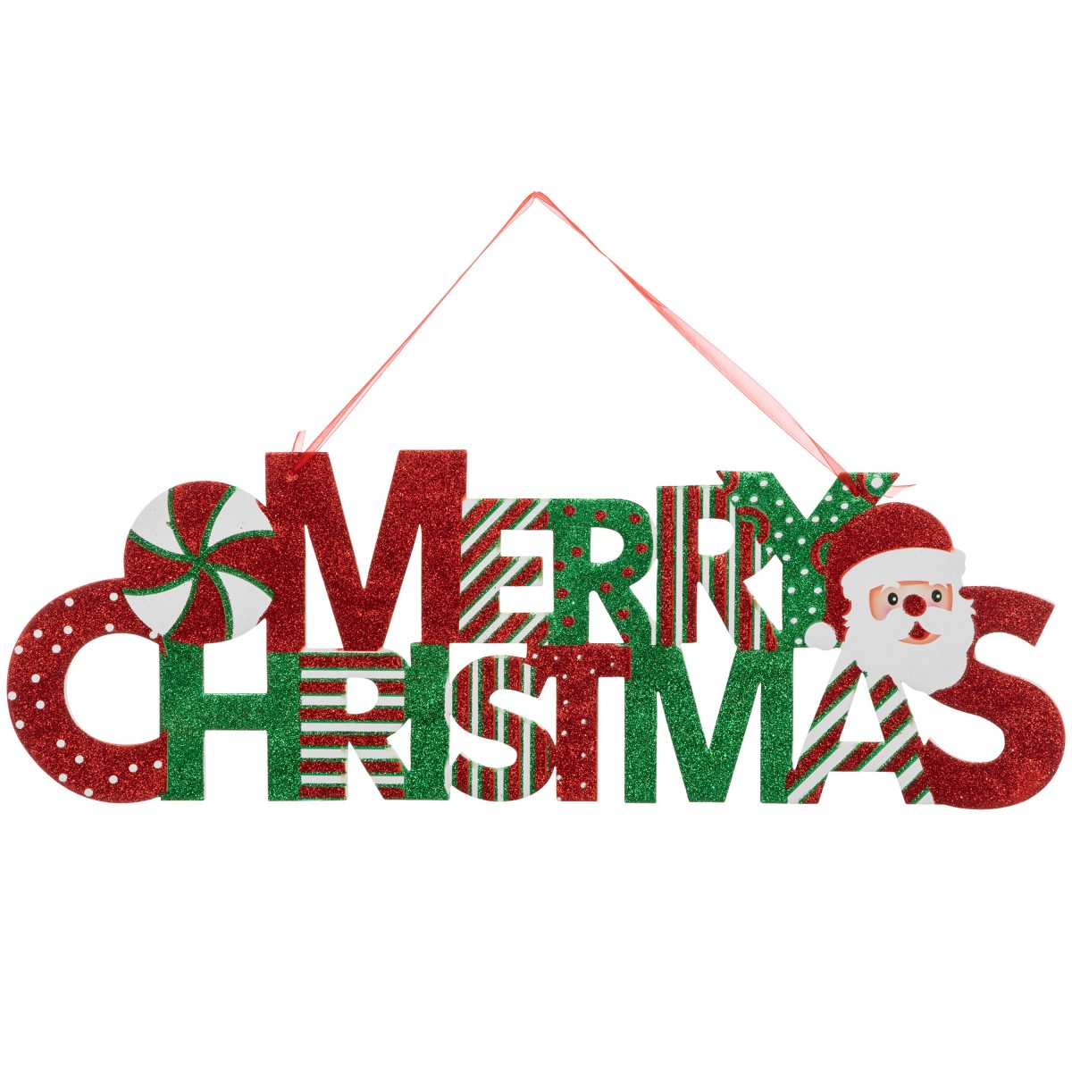 MERRY CHRISTMAS HANGING SIGN 57.50X19X0.50CM