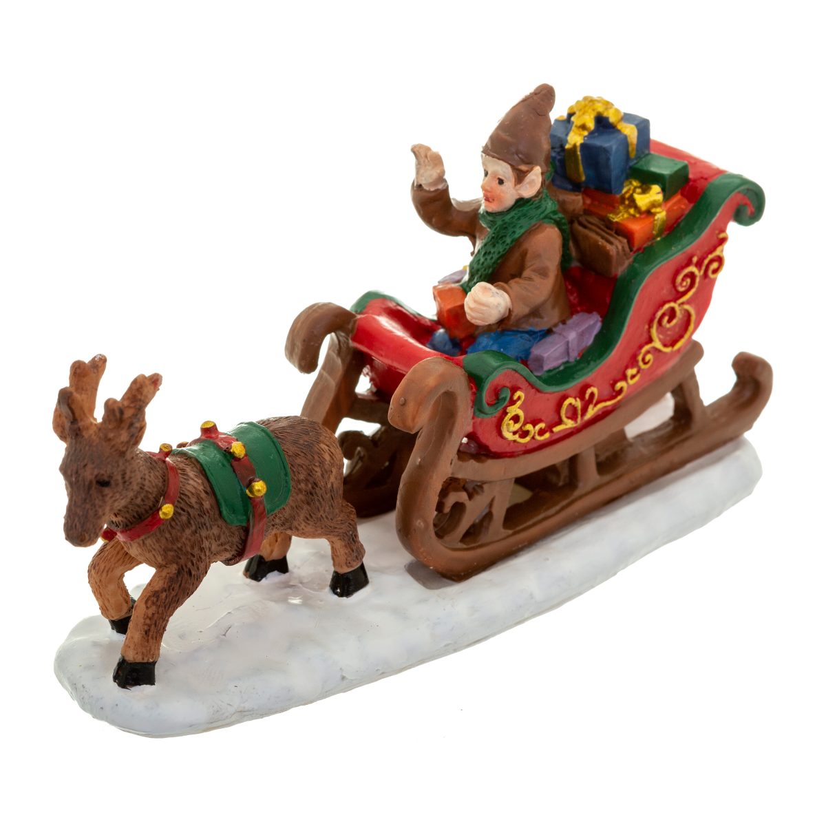 ELF IN SLEIGH POLYRESIN L.10XP.3.5XH.7CM