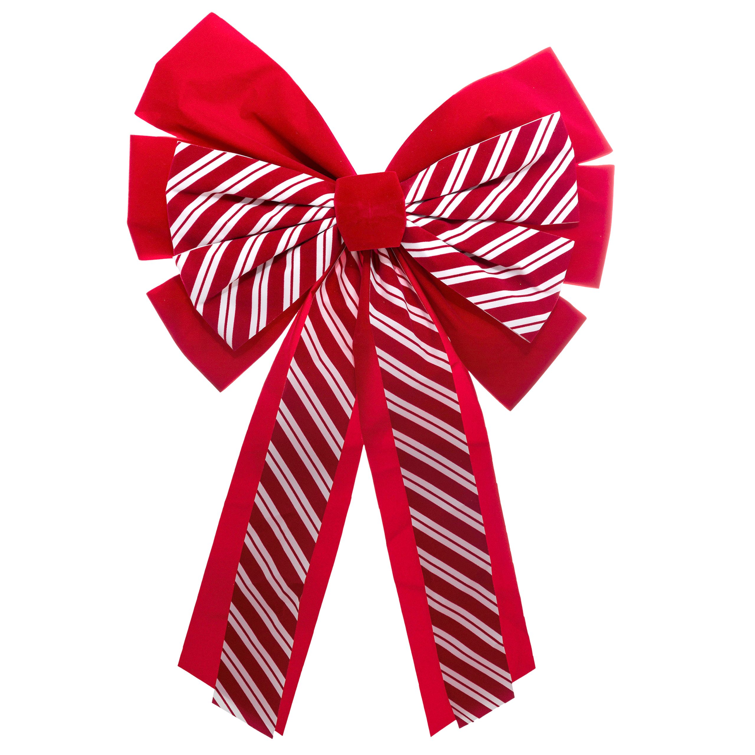 CHRISTMAS BOW RED WITH WHITE STRIPES 40X60CM