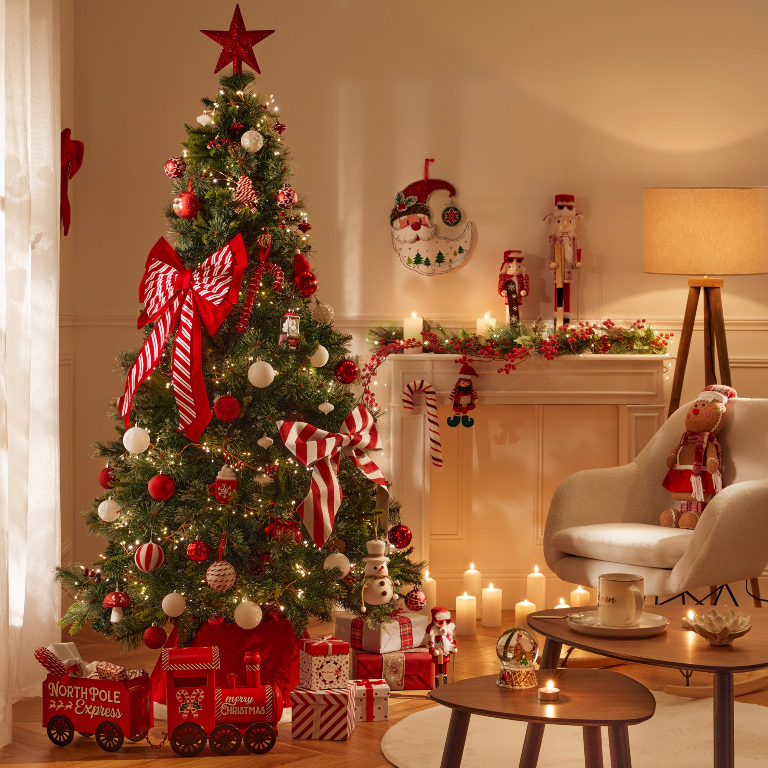 CHRISTMAS BOW RED WITH WHITE STRIPES 40X60CM - Image 3