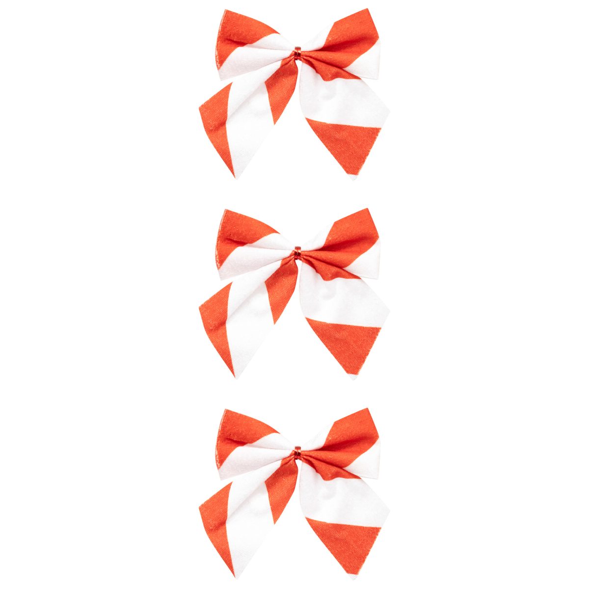 CHRISTMAS RED BOW WITH WHITE STRIPES 3PCS 9X10CM