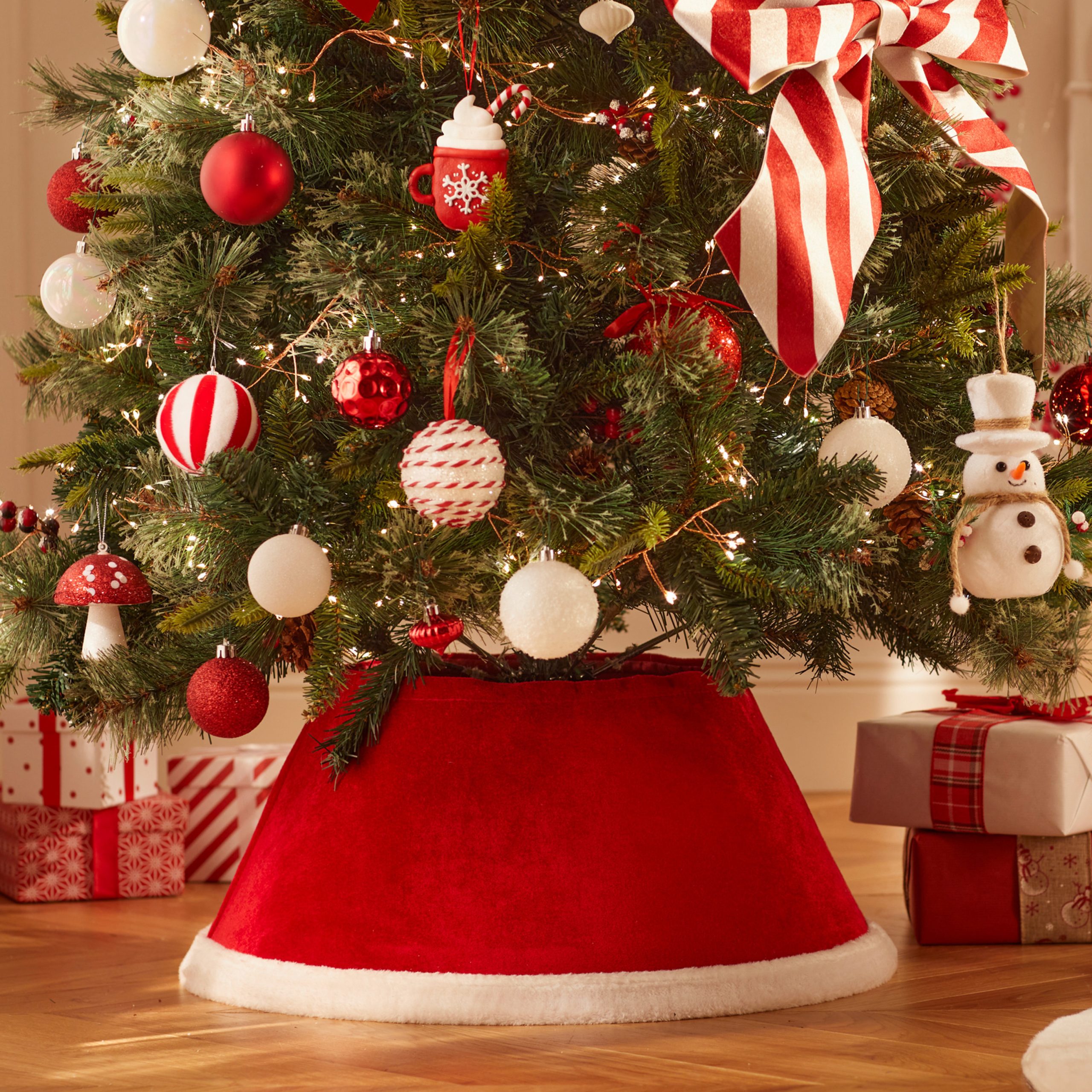 CHRISTMAS TREE SKIRT / TREE BASE COVER 56X32CM RED - Image 3