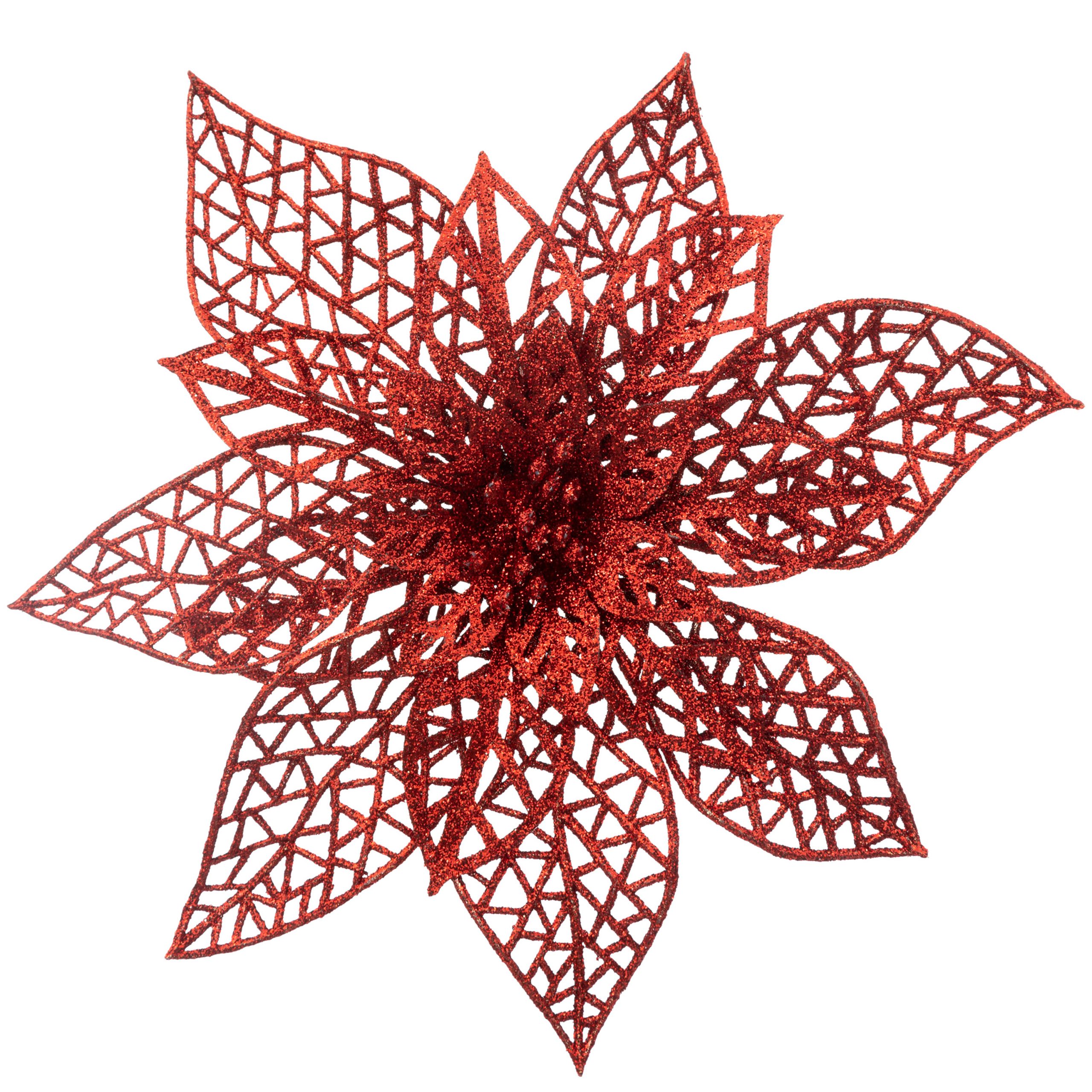 CHRISTMAS DECORATIVE POINSETTIA FLOWER 20CM - Image 2