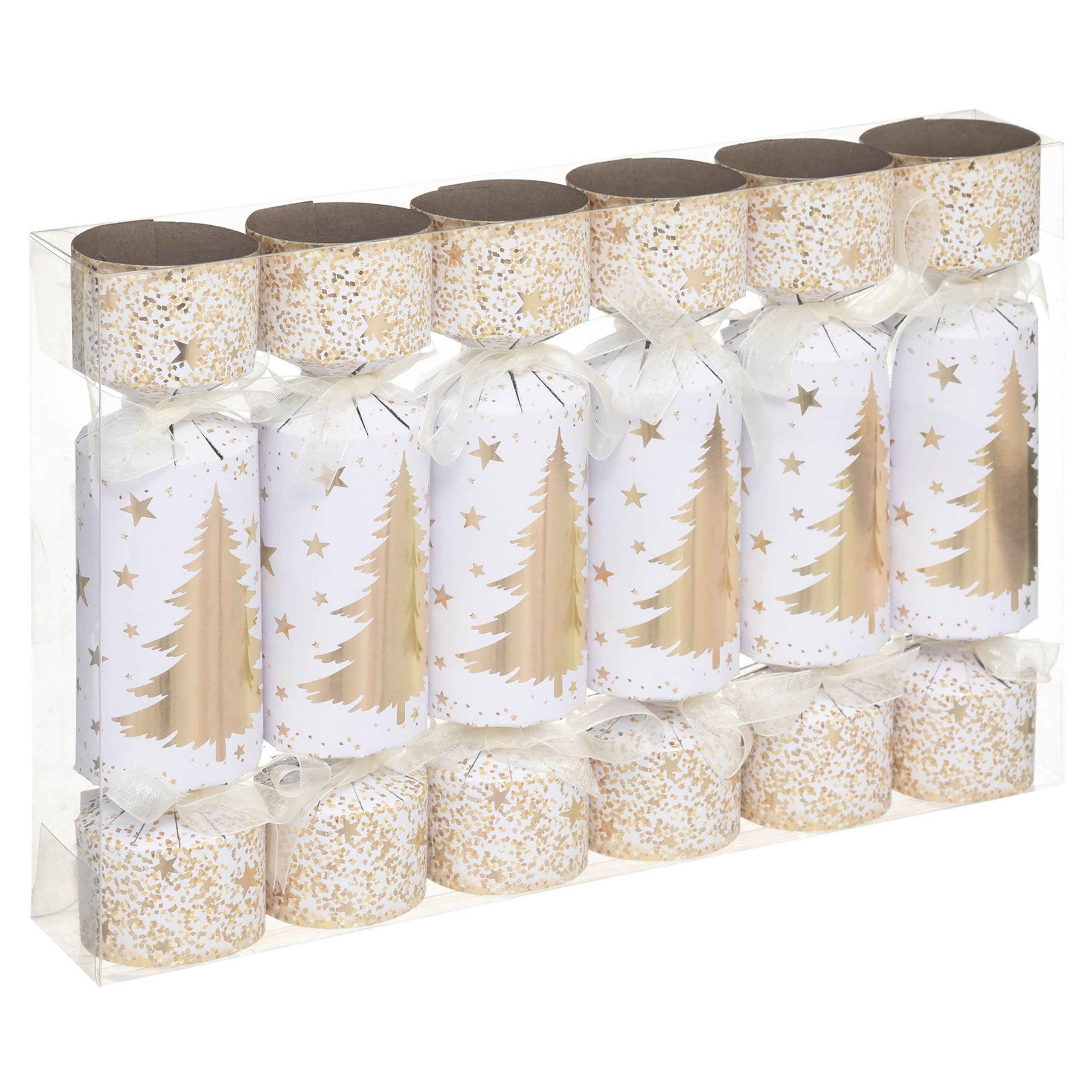 CHRISTMAS CRACKERS WITH GOLD TREE DESIGN 6PCS