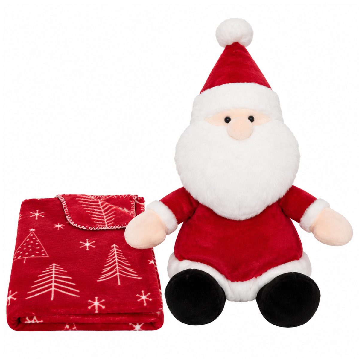 CHRISTMAS SOFT BLANKET SET WITH PLUSH SANTA CLAUS 90X75CM
