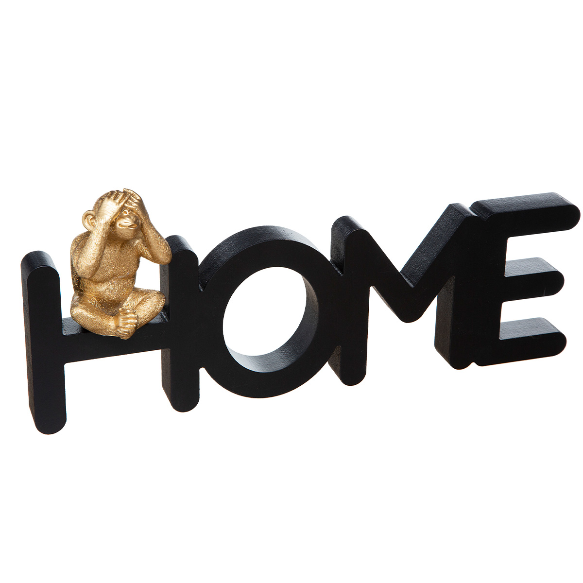 DECORATIVE ORNAMENT 'HOME' WITH MONKEY H16CM