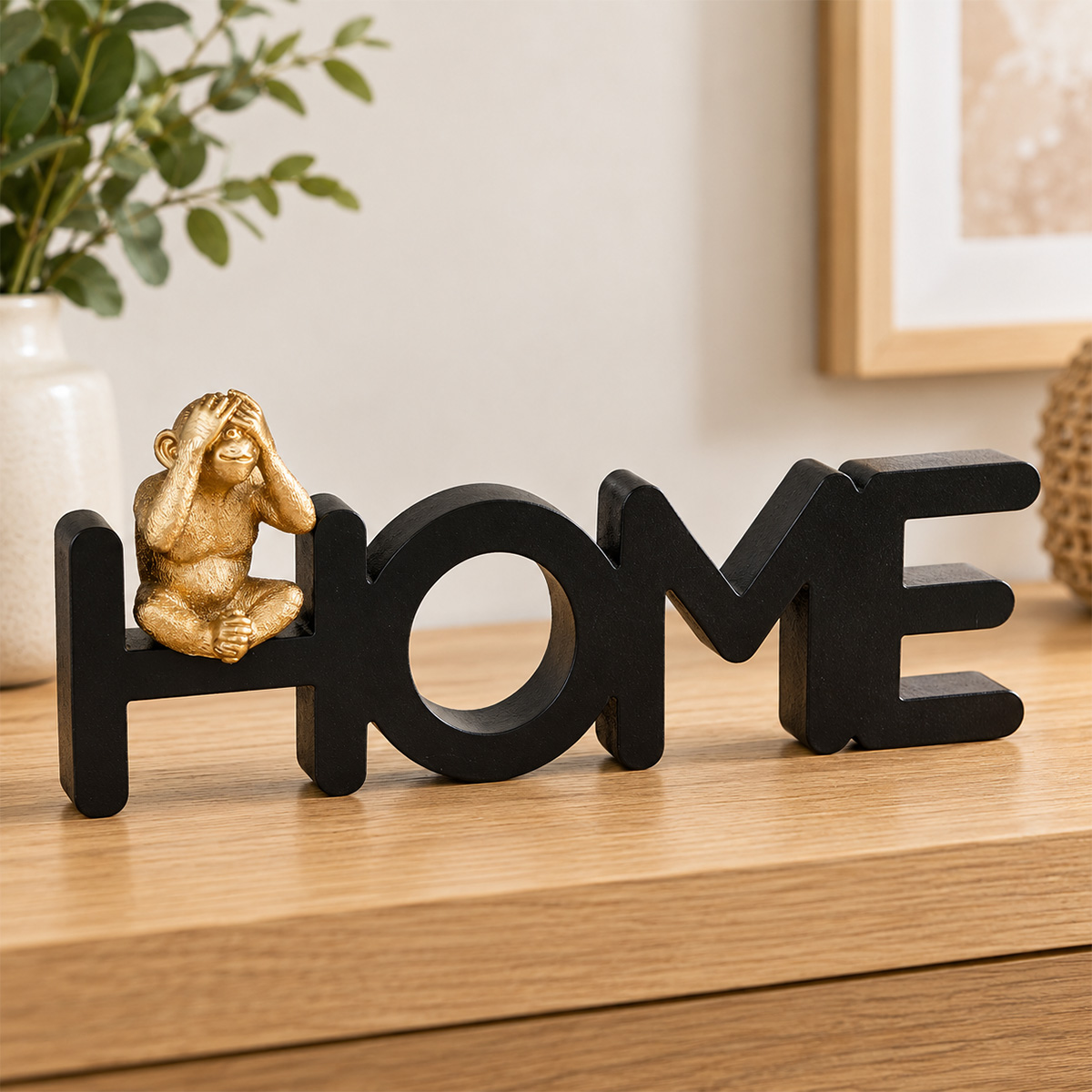 DECORATIVE ORNAMENT 'HOME' WITH MONKEY H16CM - Image 3