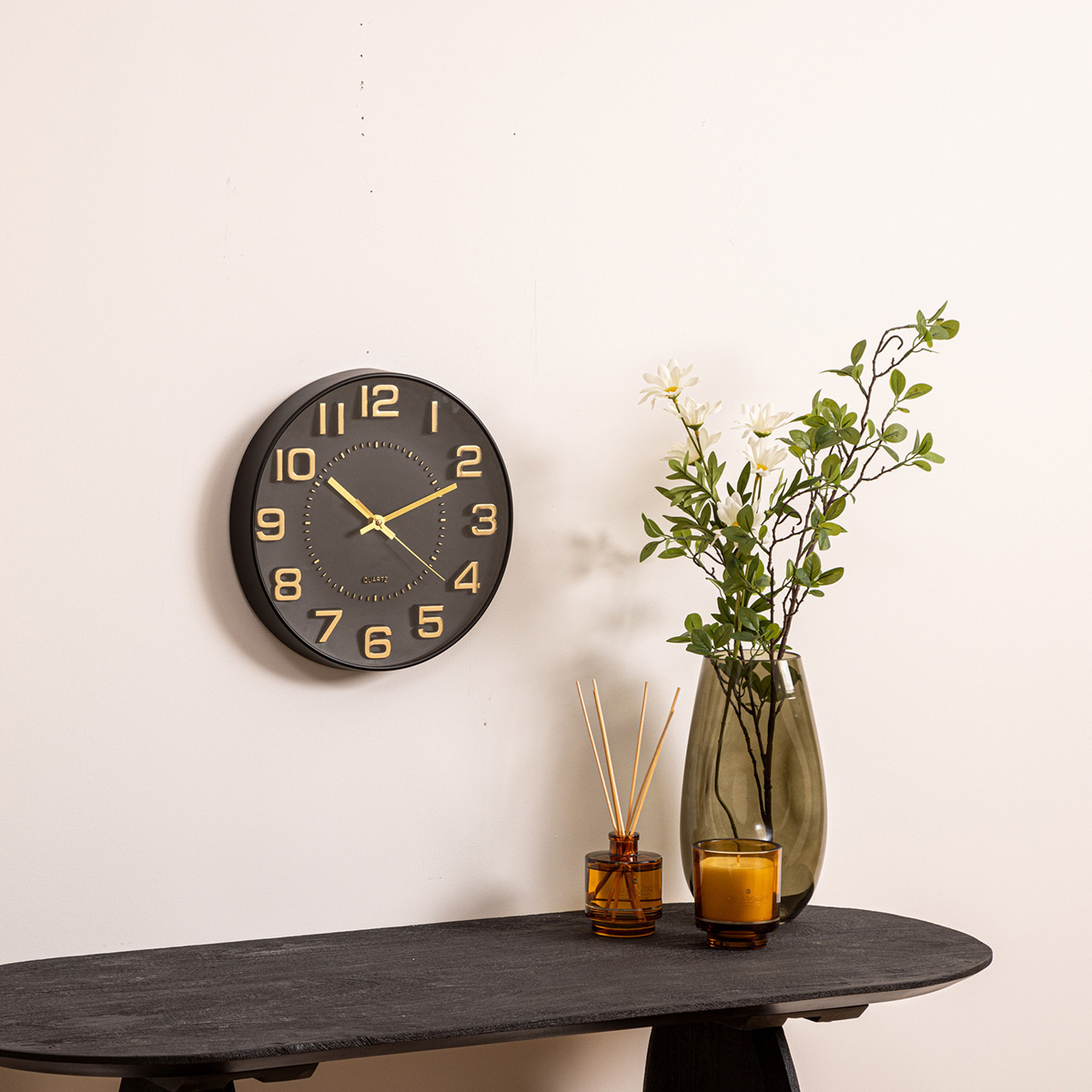 ATMOSPHERA DORIS WALL CLOCK BLACK & GOLD 30CM - Image 4