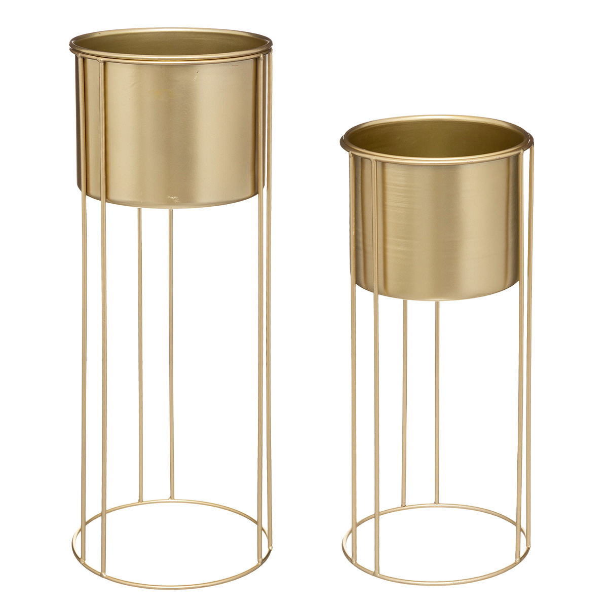 METALLIC POT ON A GOLD BASE SET OF 2 PCS