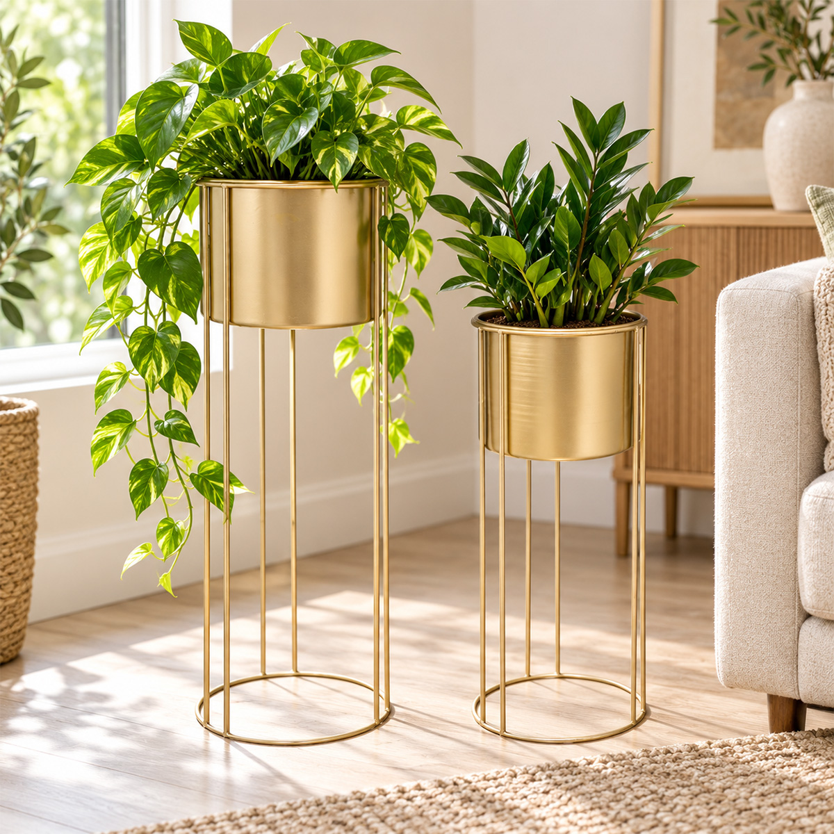 METALLIC POT ON A GOLD BASE SET OF 2 PCS - Image 4