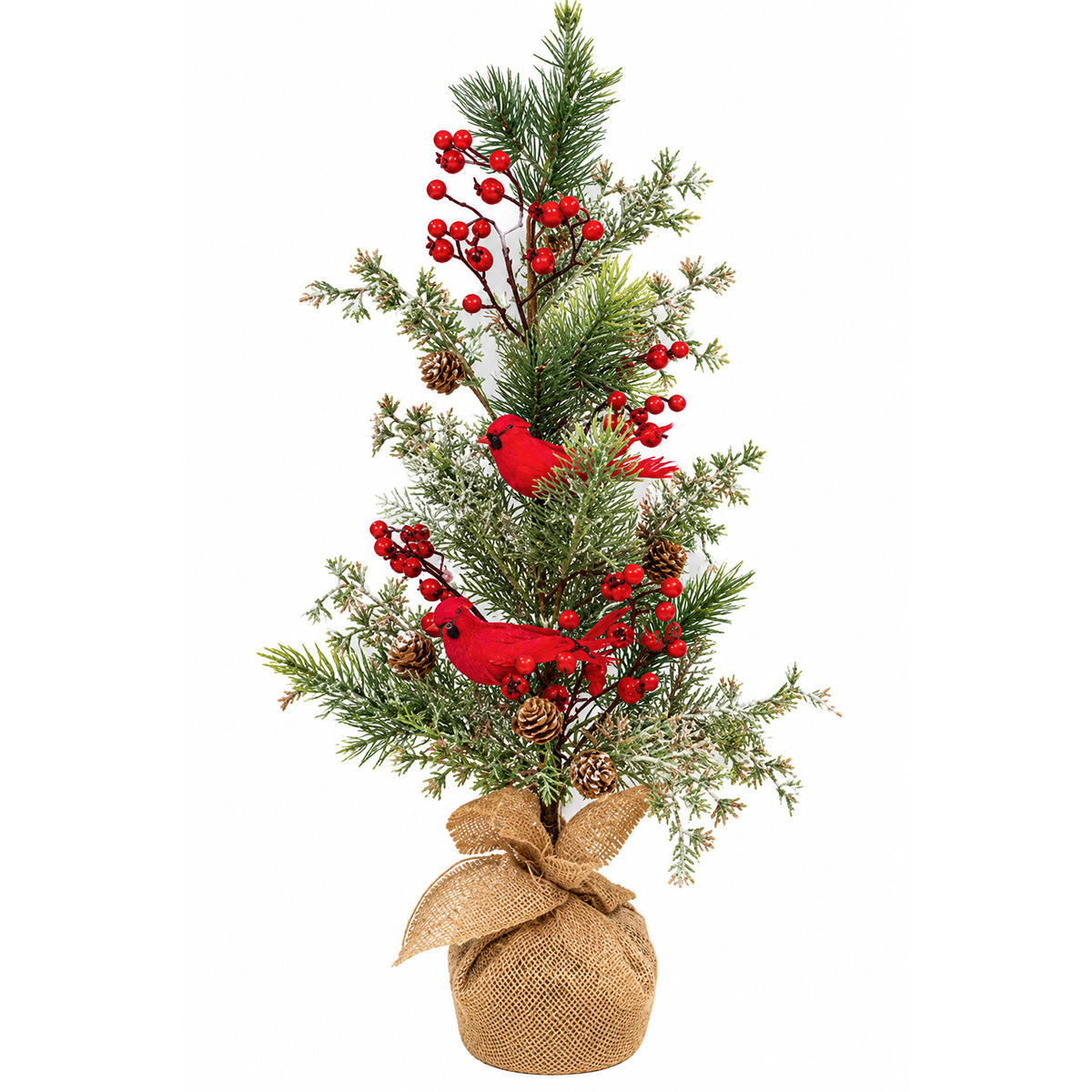 CHRISTMAS TREE WITH BERRIES AND BIRDS IN A BAG 70CM