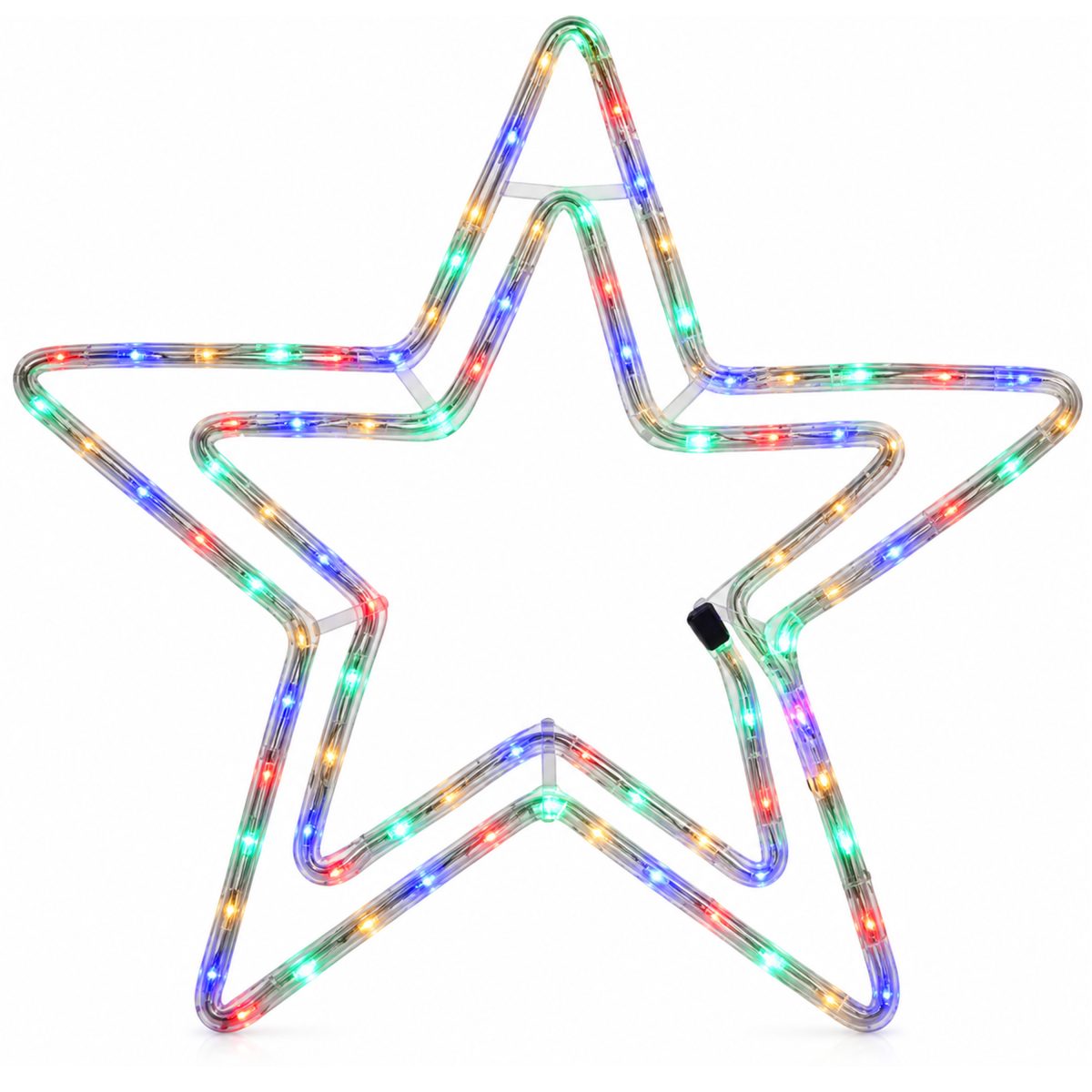 CHRISTMAS DOUBLE STAR WITH 3M LED ROPE LIGHT, 2-WAY, WITH PROGRAM, MULTICOLOUR, IP44 55X56CM