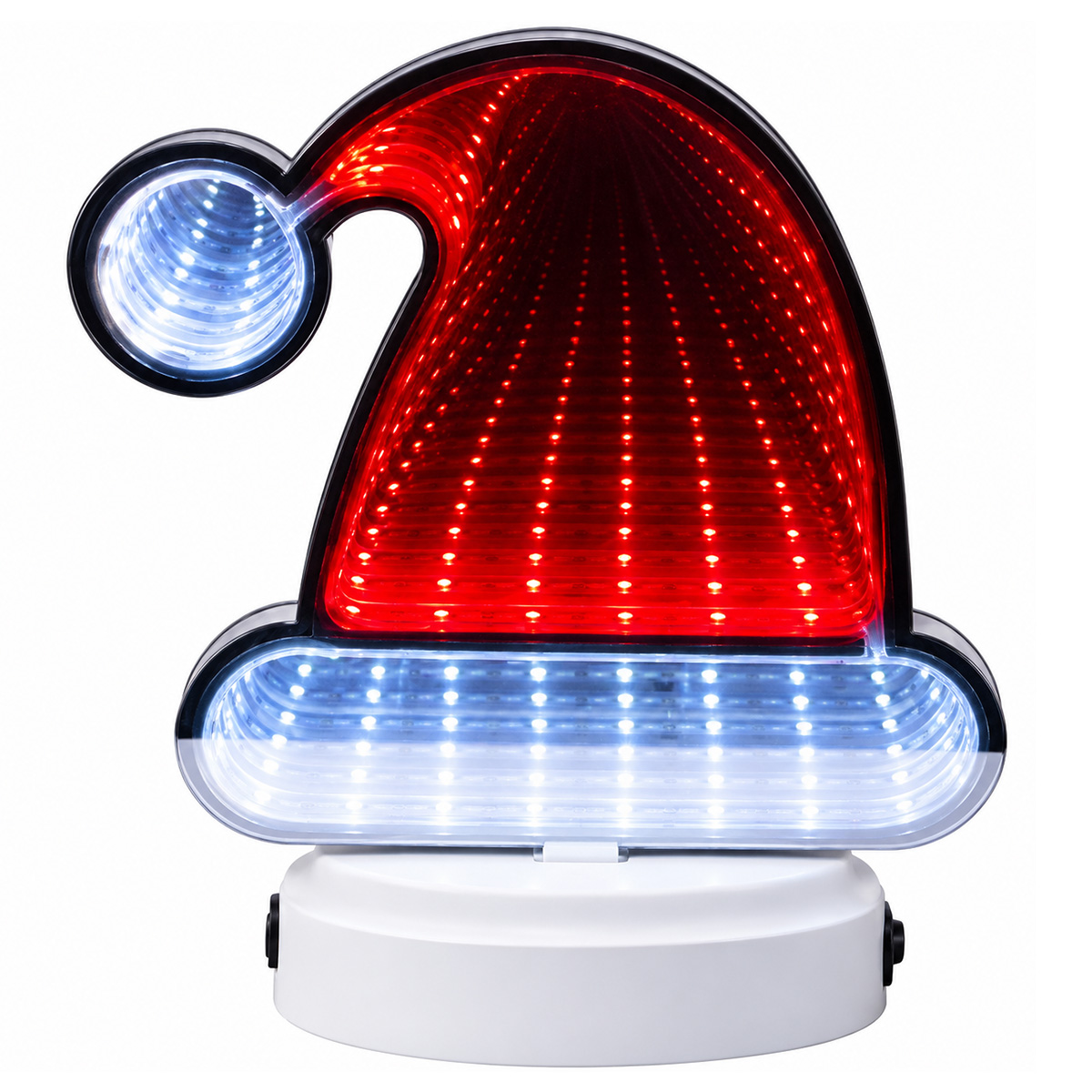 SANTA CLAUS CHRISTMAS HAT DECORATIVE DESIGN MIRROR WITH LED STRIP, 3XAAA BATTERY, 40 LED, RED & WHITE LED, 16X17CM IP20