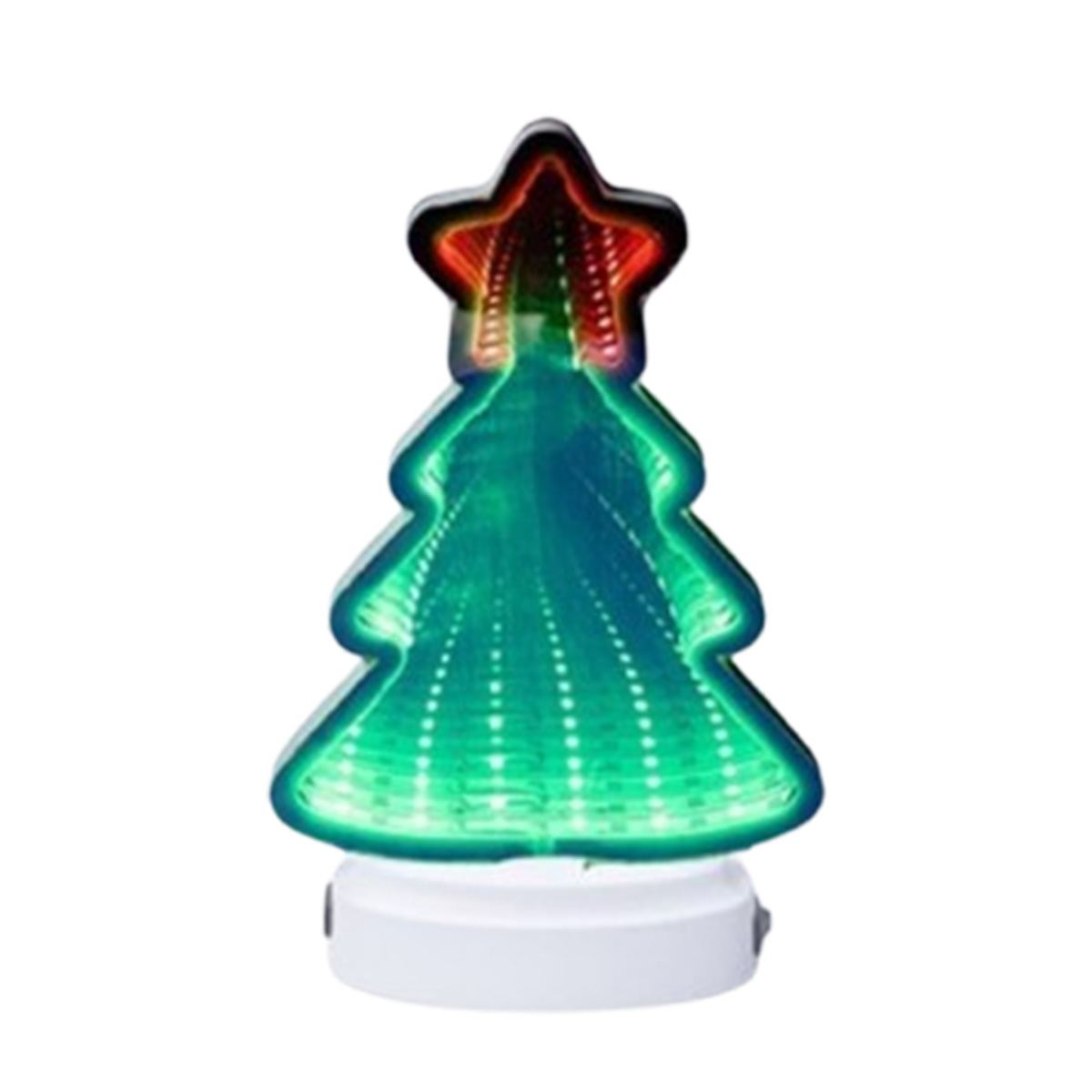 CHRISTMAS TREE WITH STAR 20X12.5CM, DECORATIVE MIRROR DESIGN WITH LED STRIP, 3XAAA BATTERY, 35 LED, GREEN & RED LED, IP20