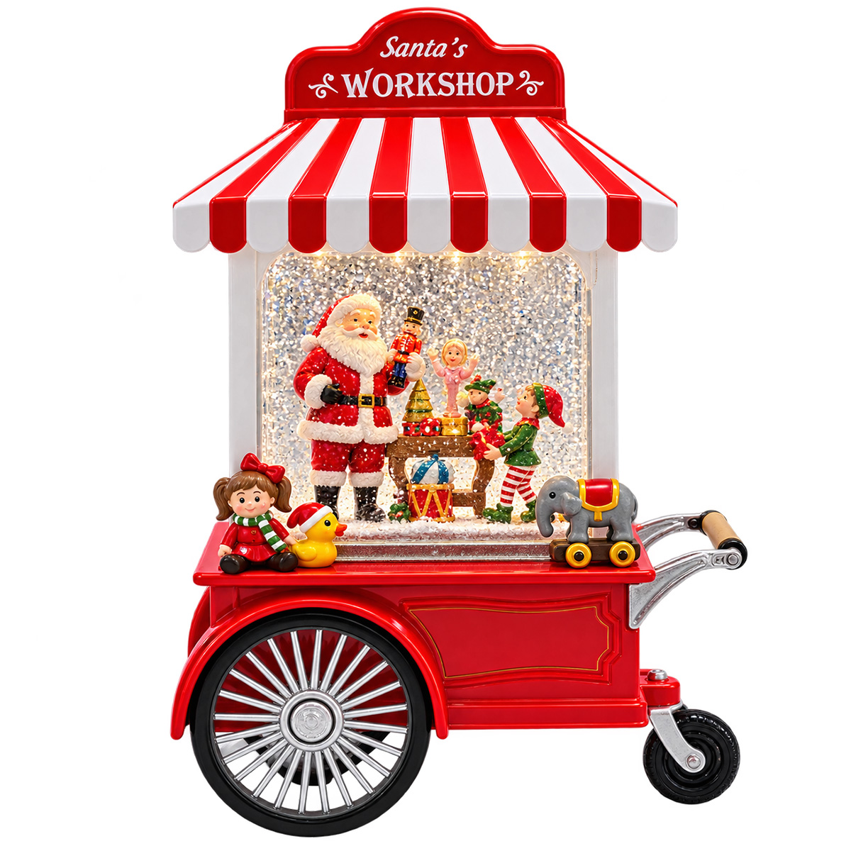 CHRISTMAS WORKSHOP OF SANTA CLAUS, WITH WATER INSIDE, ILLUMINATED, BATTERY OPERATED, TIMER, 17.5X9X27CM
