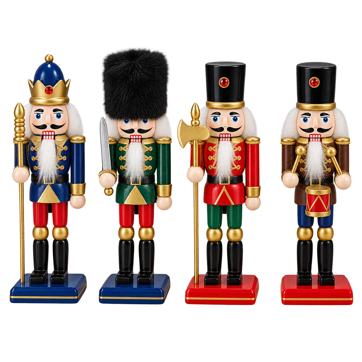 CHRISTMAS NUTCRAKE SET RED GREEN BLUE 4TMX 5X18CM